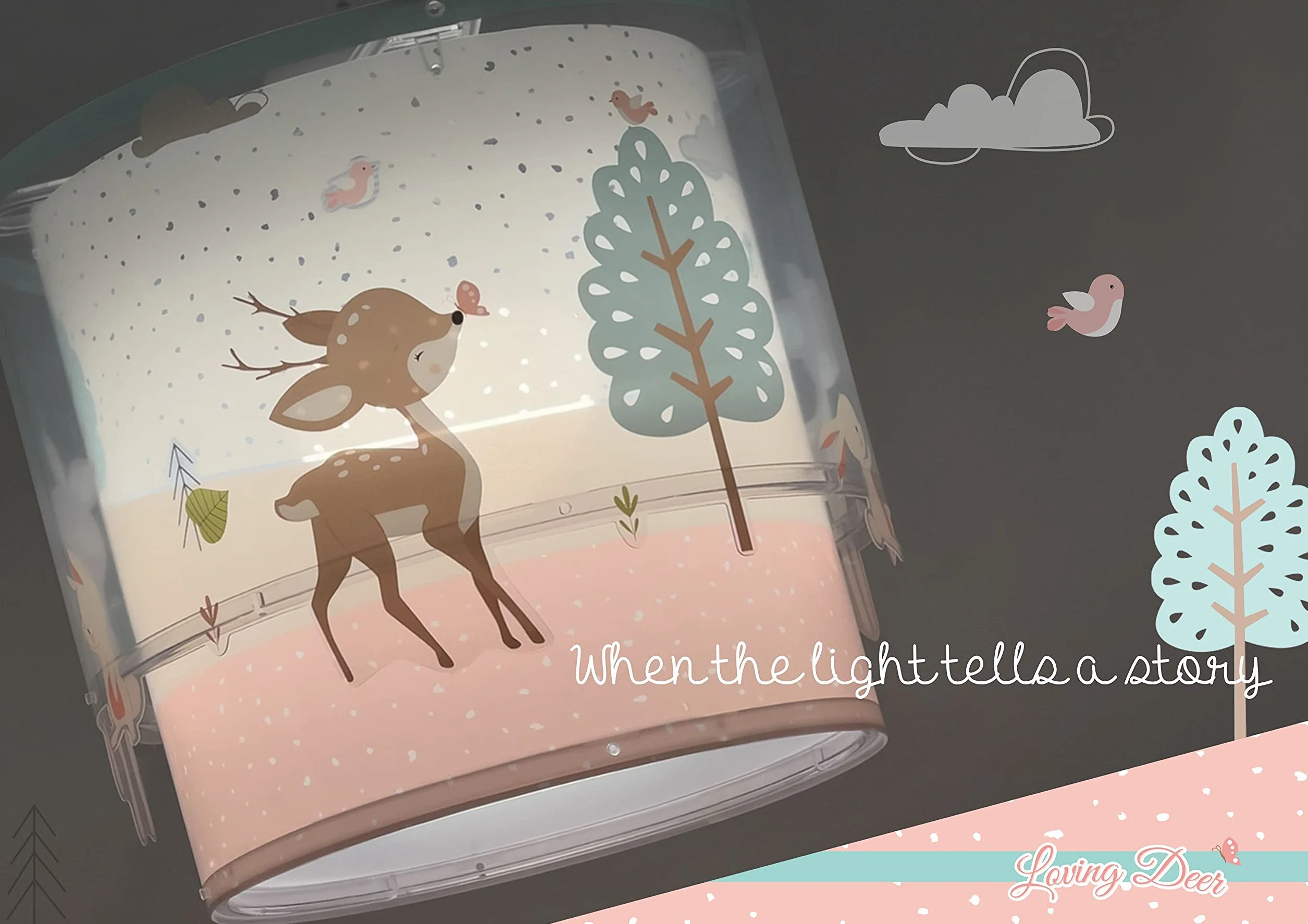 Dalber Lampada da tavolo o comodino per bambini Loving Deer cervo animali rosa, 61271