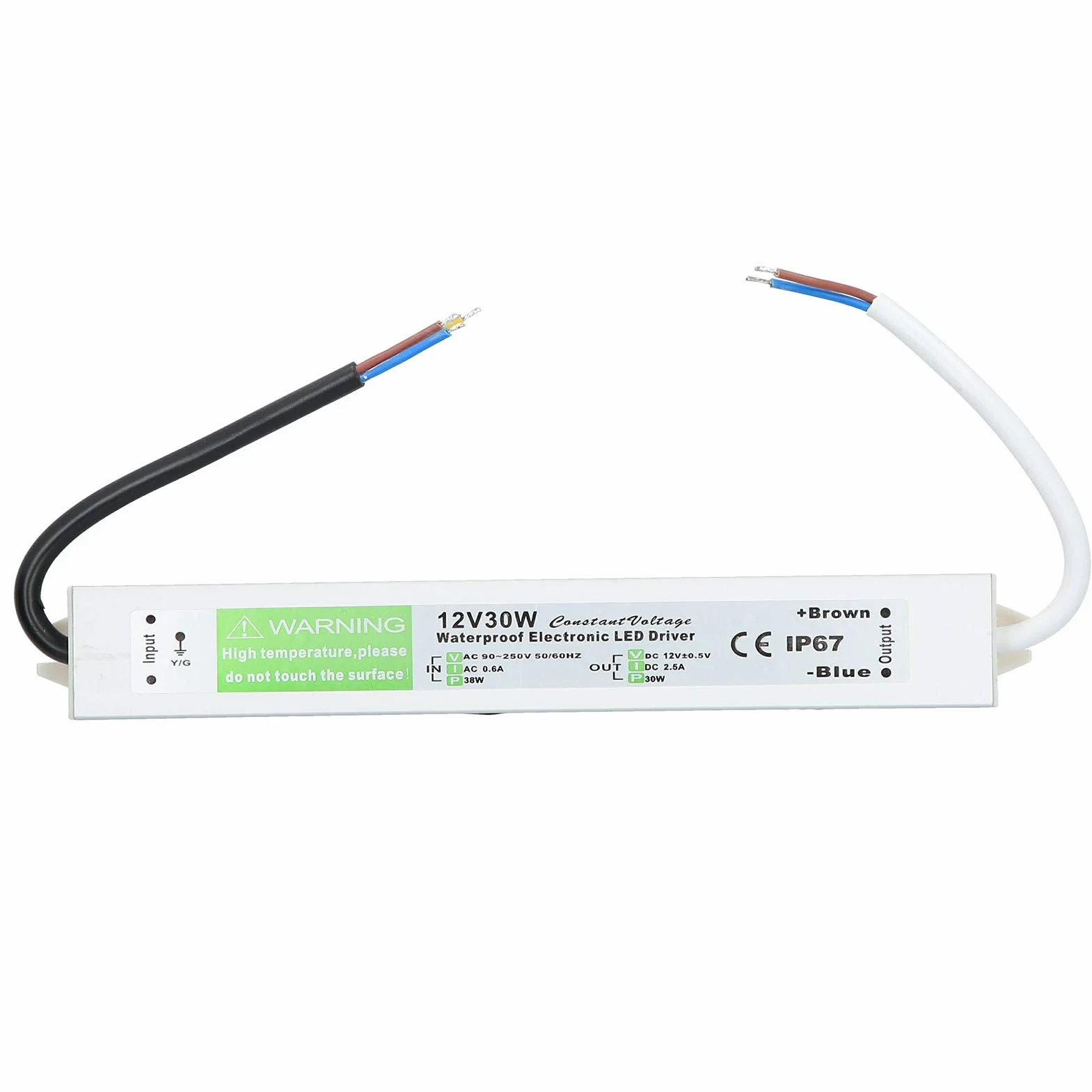 Trasformatore driver LED 30W, alimentatore switching impermeabile 12V/24V CC IP67, più sottile e durevole, eccellente isolamento, elevata rigidità dielettrica(DC12V)