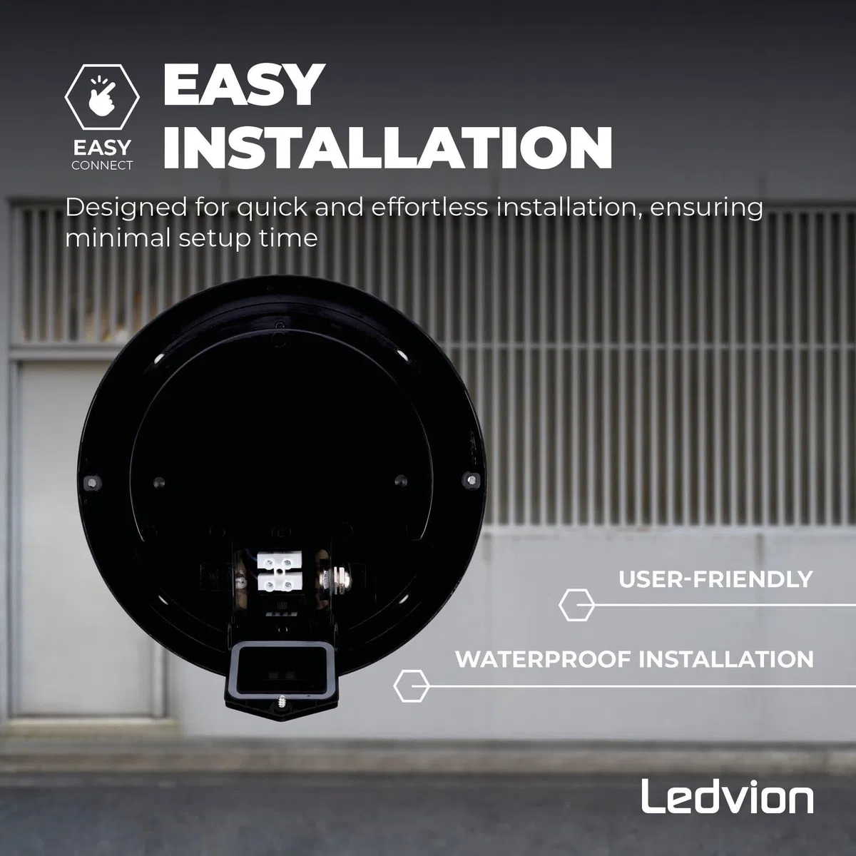 Ledvion - Plafoniera LED Soffitto, IP65, 10W, 1000Lm, 2700/4000/6000 K, Nero, 220-240V, Lampada da Cantina, Lampada da Parete, Interno, Esterno