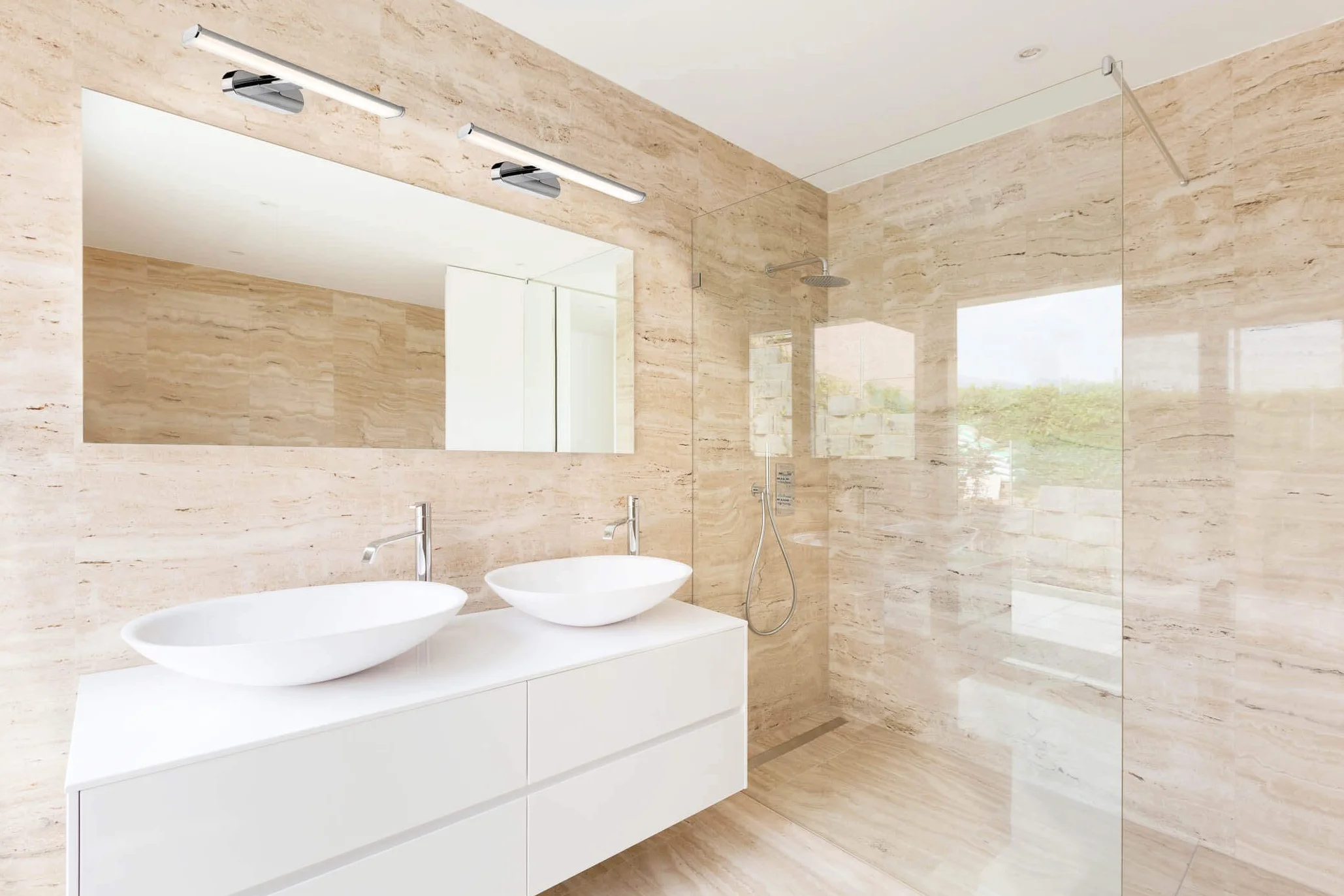 SEBSON LED Lampada da Specchio, Montaggio a Parete, Lampada da Specchio Bagno IP44, Bianco Neutro 4.000K, Cromo, 400x133x42mm, 8W, 600lm