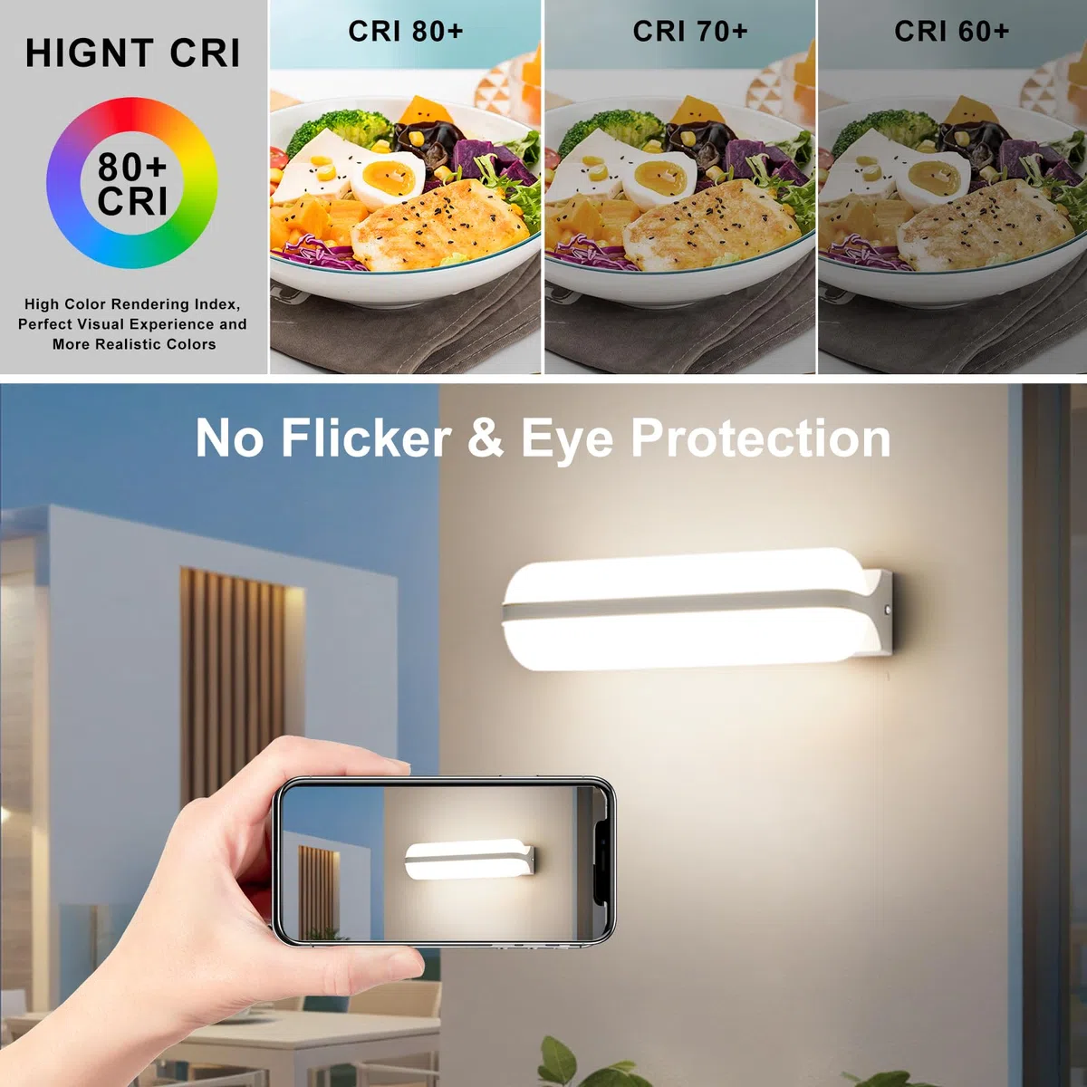 VivaLet Applique da Esterno/Interno 20W 2000LM, Illuminazione Up & Down Lampada da Parete a Parete, 4000K IP65 Luce da Esterno per Ambienti Umidi, Balcone, Bagno, Corridoio, Cantina, Giardino, WC