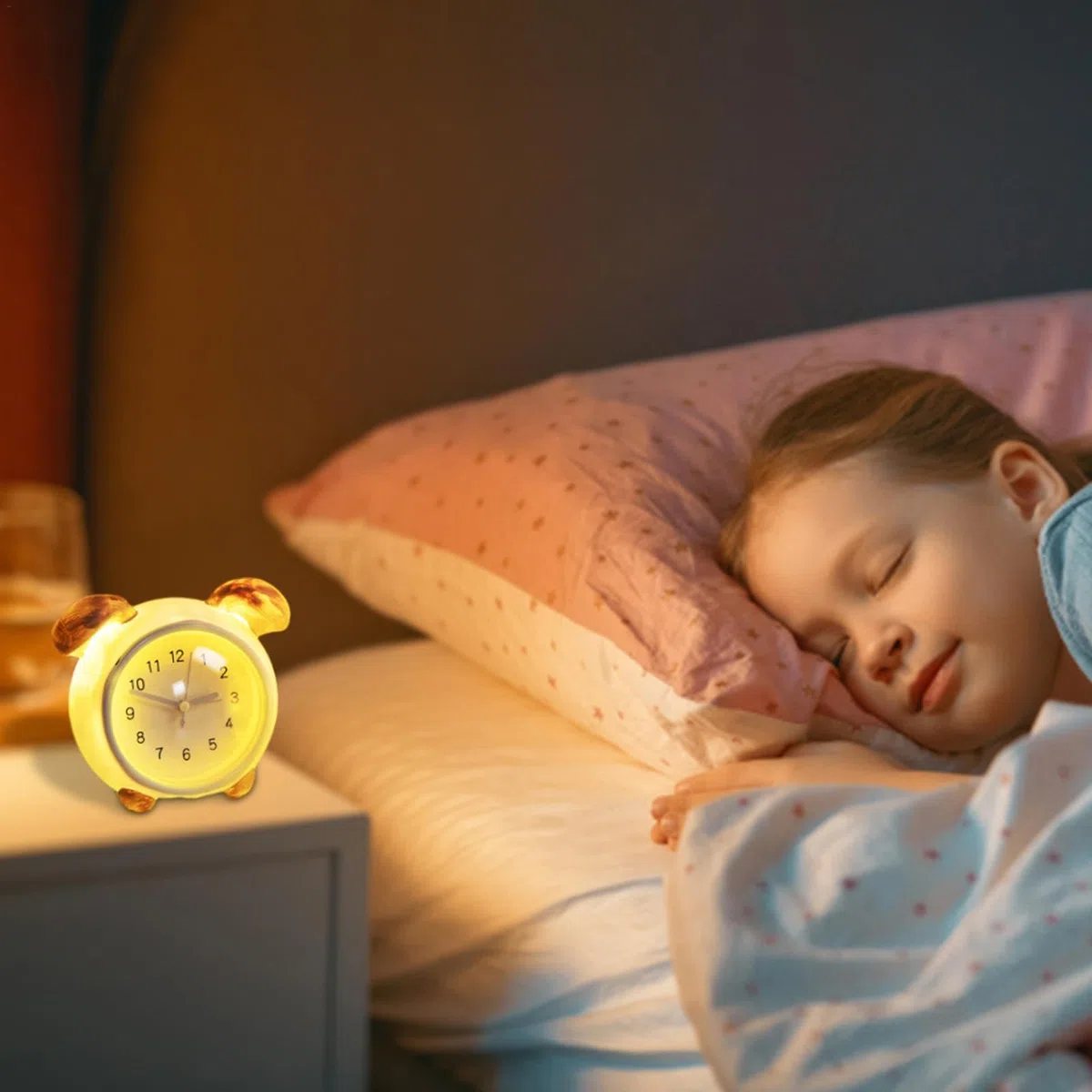 Sveglia con luce, design a forma di orecchie di cartone animato, sveglia a LED per bambini, strumento di gestione del con batteria di grande capacità
