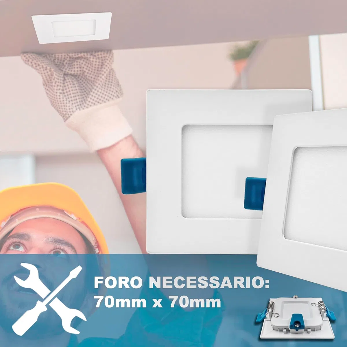 Faretto Led da Incasso Quadrato luce Bianca,(3,6,12,18,24W)-(luce calda, naturale, fredda), diametro foro da 75 a 285 mm ideale per soffitto, segnapassi, scale (3000K-4000K-6500K, [x2] 6 watt)