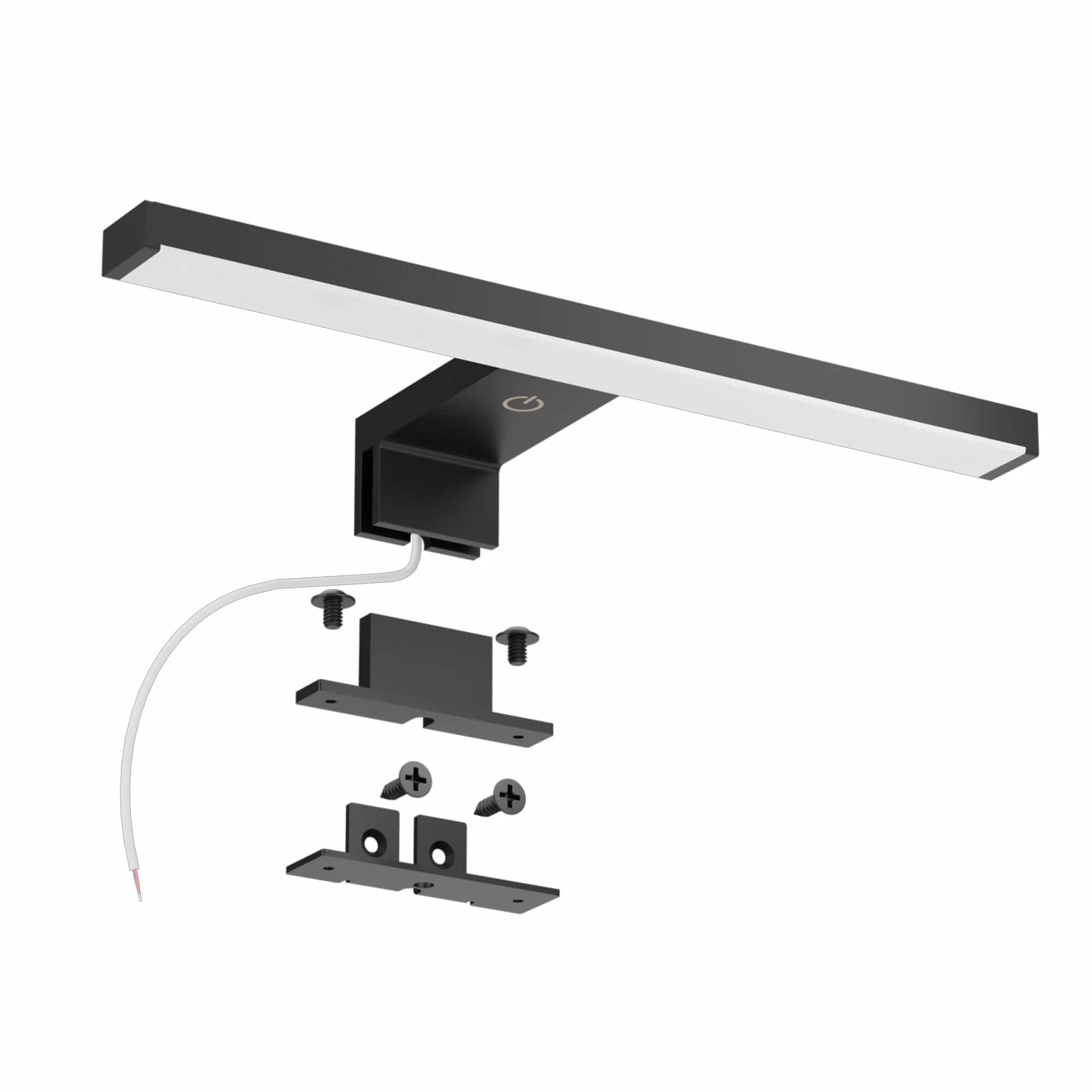 DEELUX Lampada da Specchio con Interruttore touch,Luce LED per Specchio Dimmerabile (55~550 lm) 5W 30cm,Bianco Neutro 4000K,Lampada Armadio Applique da Parete IP44 230V,Nero