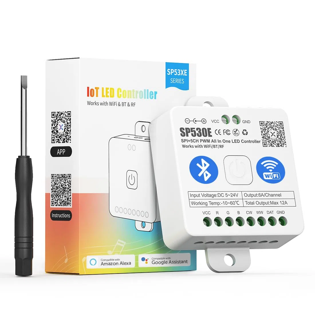BTF-LIGHTING SP530E 2.4GHz Controller LED WiFi Bluetooth 12in1 compatibile con strisce LED WS2812B SK6812 WS2811 FCOB CCT 5050RGB/RGBW con controllo APP Alexa Google Assistant