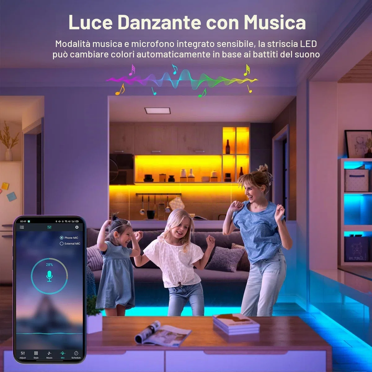 LUXONIC 16.4FT 5M Strisica LED Neon, RGB, Silicone Neon Luci LED Flessibile Bluetooth con APP e Telecomando, IP67 impermeabile, Sincronizzazione Musicale, Decorazione Esterna/Interna del partito