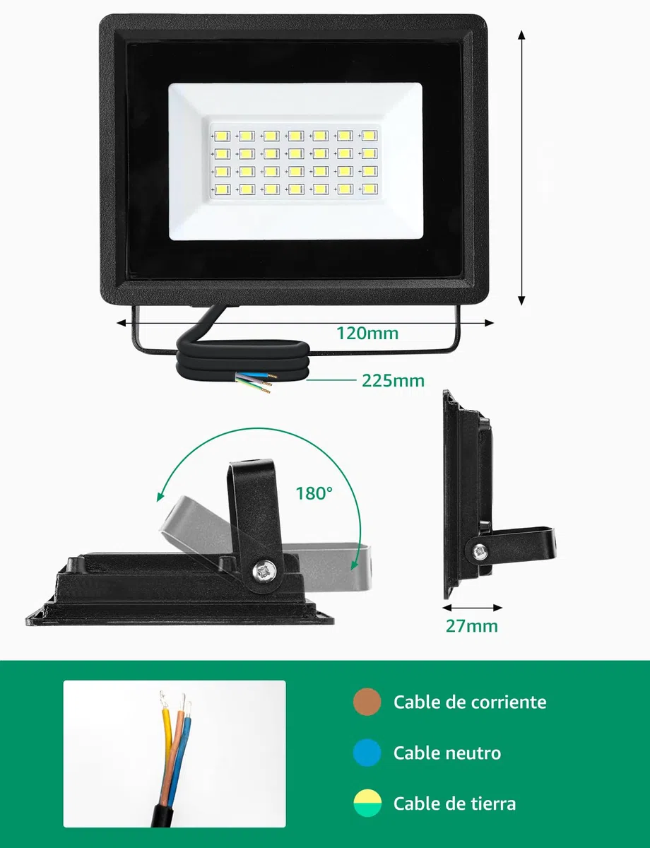 Aigostar Faretto LED da Esterno 20W 1650LM, Faretti LED Esterno Impermeabile IP65, Faretto LED Esterno 28 LED 6500K Bianca Fredda, Faro led Esterno per Giardino, Cortile, Garage, Pareti, 4 pcs