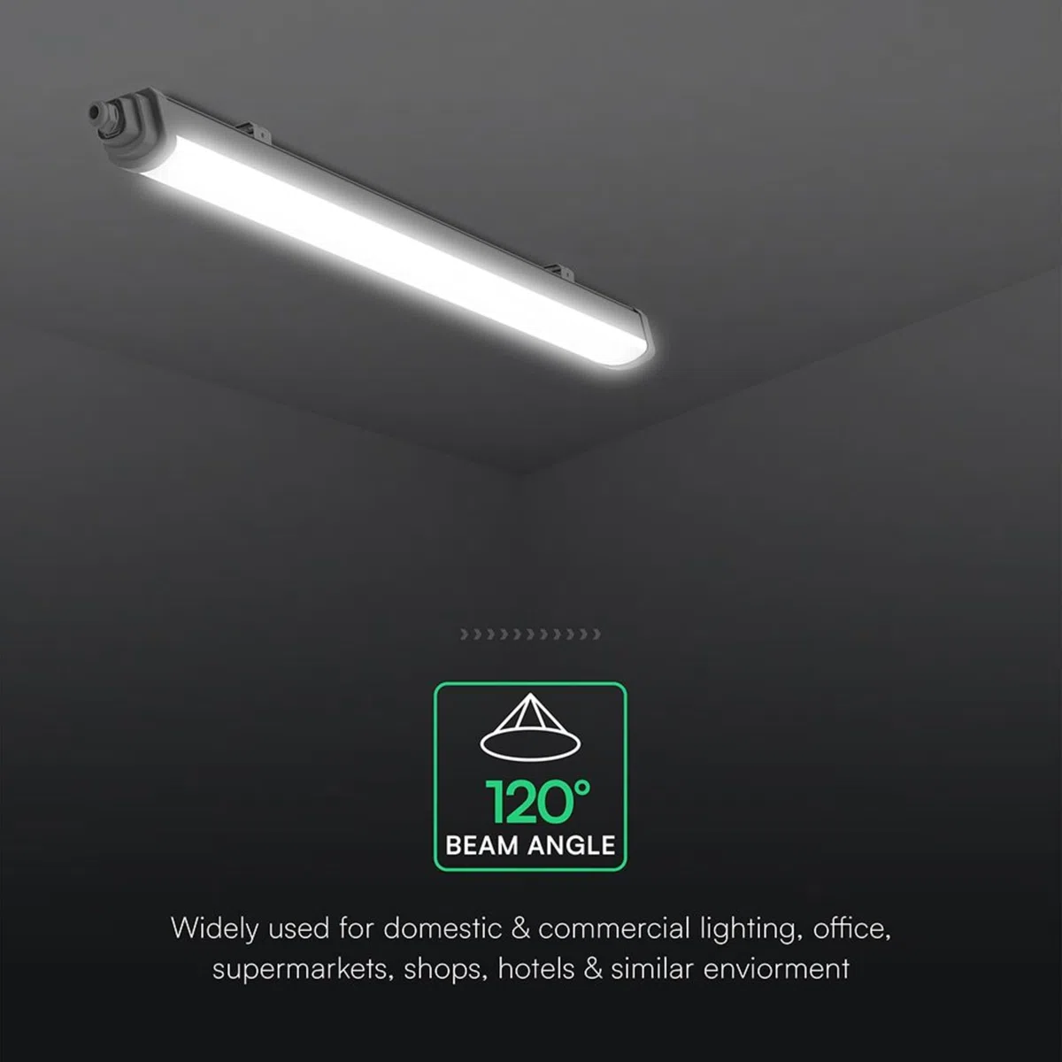 V-TAC Plafoniera LED Impermeabile 120 CM - [CREE LED - TK-SERIES ] - 36W - Lampada da Esterno IP65 per Soffitto e Parete - 4320 Lumen - PC BODY - Garage, Negozio, Magazzino - Luce Naturale 4000K