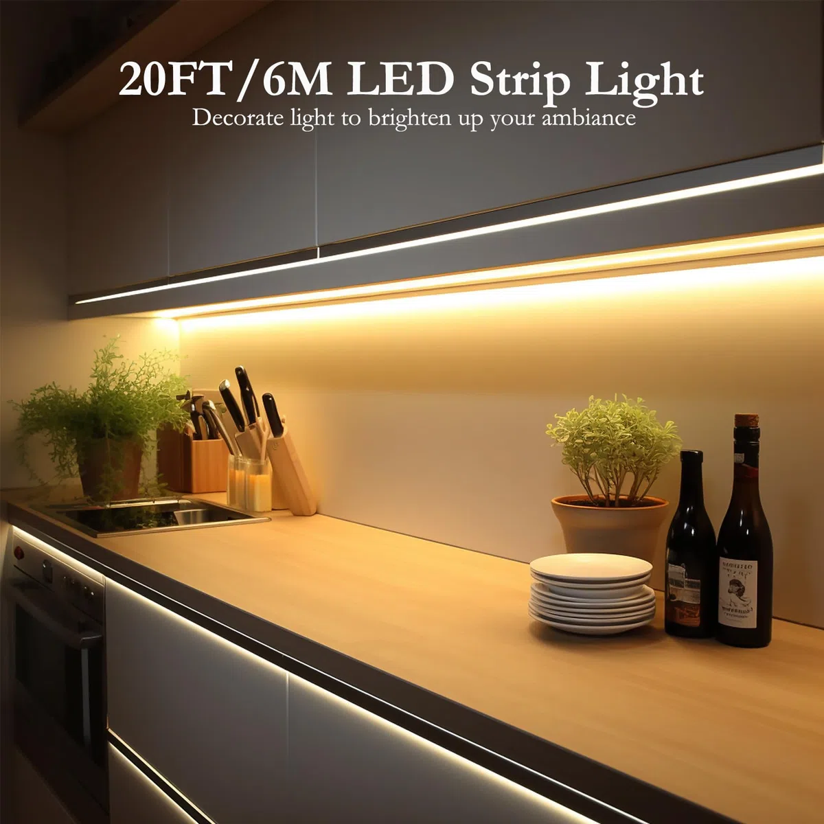 JOYLIT Striscia LED COB 24V Impermeabile 6 Metri Bianca Caldo 2700K, 320LEDs/M 4500LM Luminosità Senza Punti CRI 90+ Nastri LED, Flessibile Adesivo Decorazione Strisce LED (Alimentazione Non Inclusa)