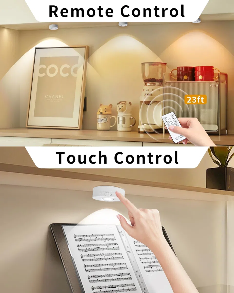 Luce LED Sottopensile Notturna USB con Touch e Telecomando, Spot LED Batteria Senza Filo 3000K/4000K/6500K Timer Magnetico per Armadio Cucina Corridoi Scale Vetrina