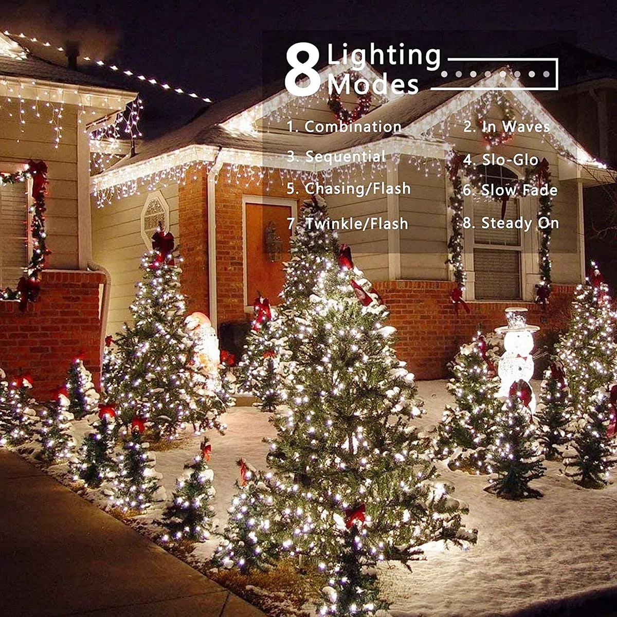 BrizLabs Natale di Luci Interno 200 LED 20M, Catena Luminosa Esterno 8 Modalità Stringa Luci Led Impermeabile Catena di Luci per Feste Compleanni Eventi Albero Giardino Decorazioni (Bianco Freddo)