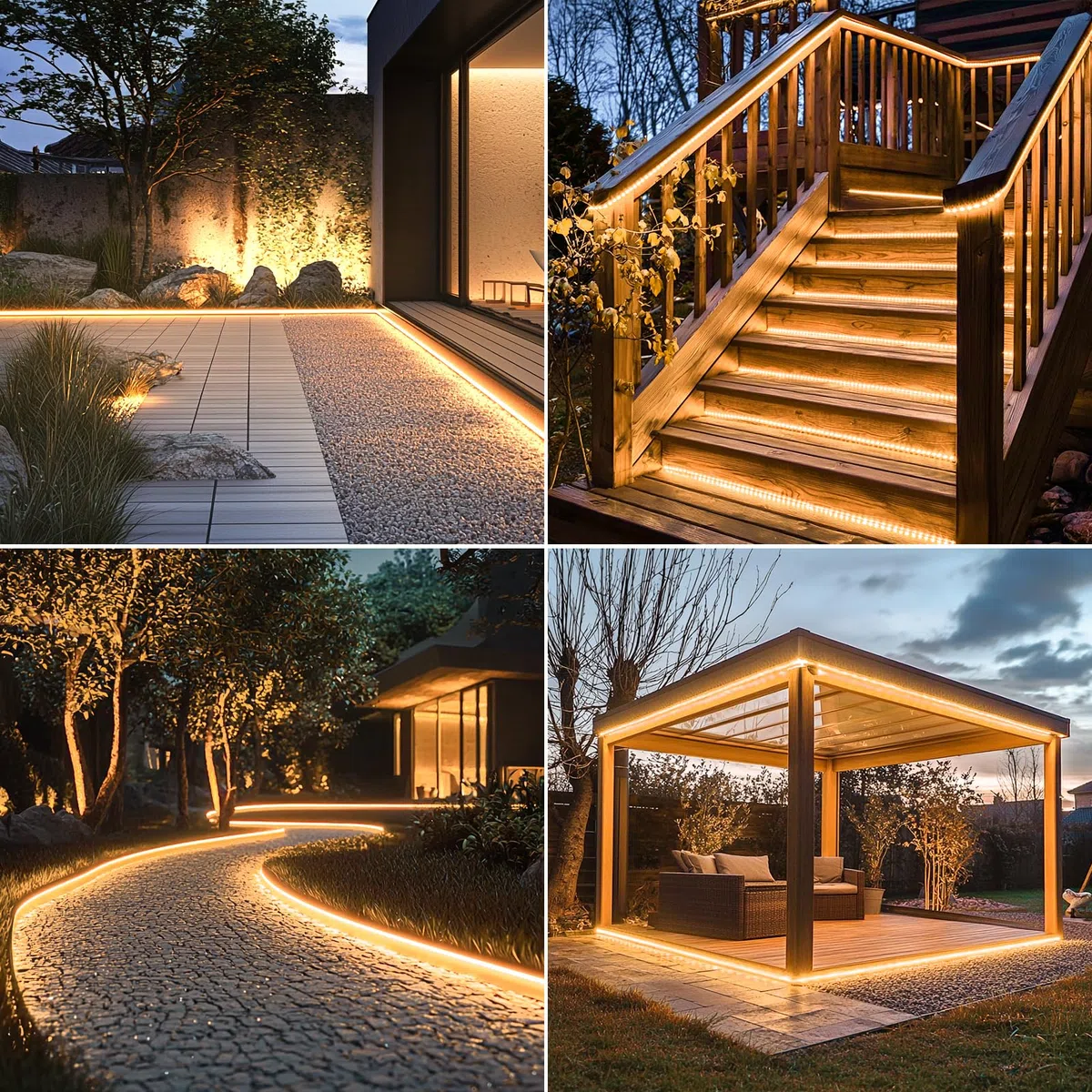 echosari Striscia di Luci LED Solari per Esterni, 5M 320 Luci LED Striscia con Telecomando 8 Modalità Luci Solari da Giardino per Esterni Impermeabile Corda Luminosa per Recinzione Portico Gazebo
