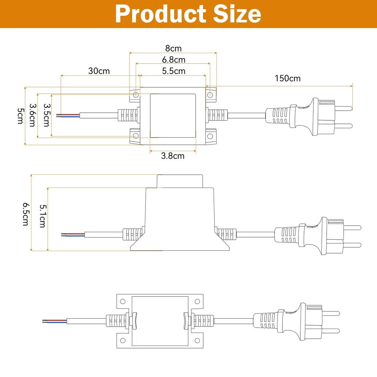 Trasformatore LED 12V 15W 1.25A IP68 Impermeabile per Strisce LED e Lampadine LED Driver Alimentazione Trasformatore di Aggiornamento Ingresso/Uscita 220V-50Hz/AC 12V 15W
