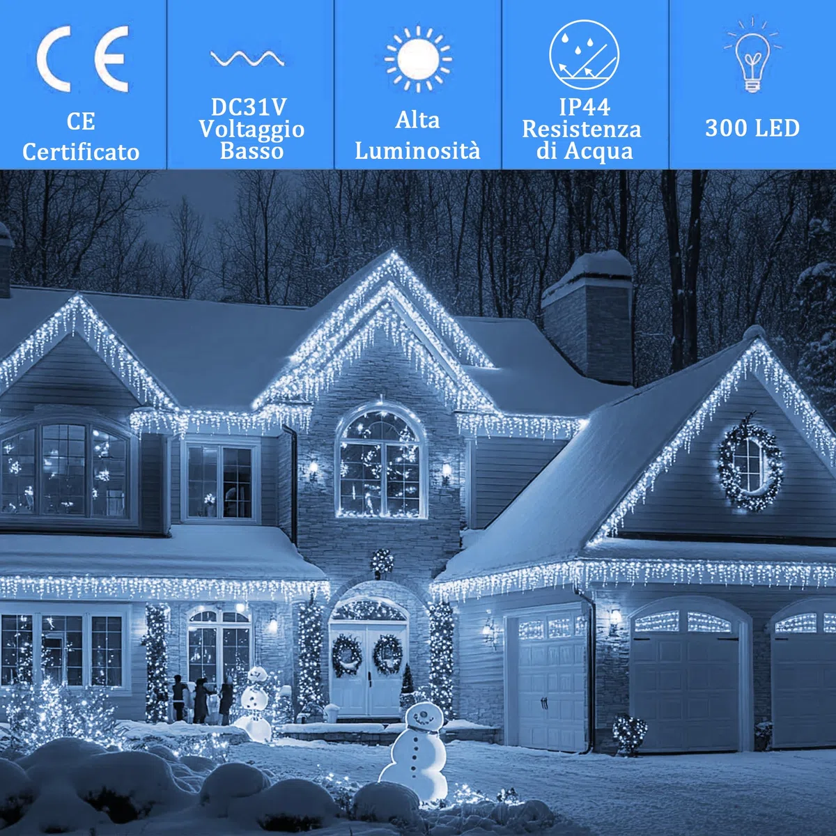 Catena Luci LED 33M 300LED Luci Natalizie Bianco Freddo Stringa Luci 8 Modalità IP44,Catena Lumonosa Decorazione Luci Albero Natale Matrimonio Giardino Patio Mostra Feste