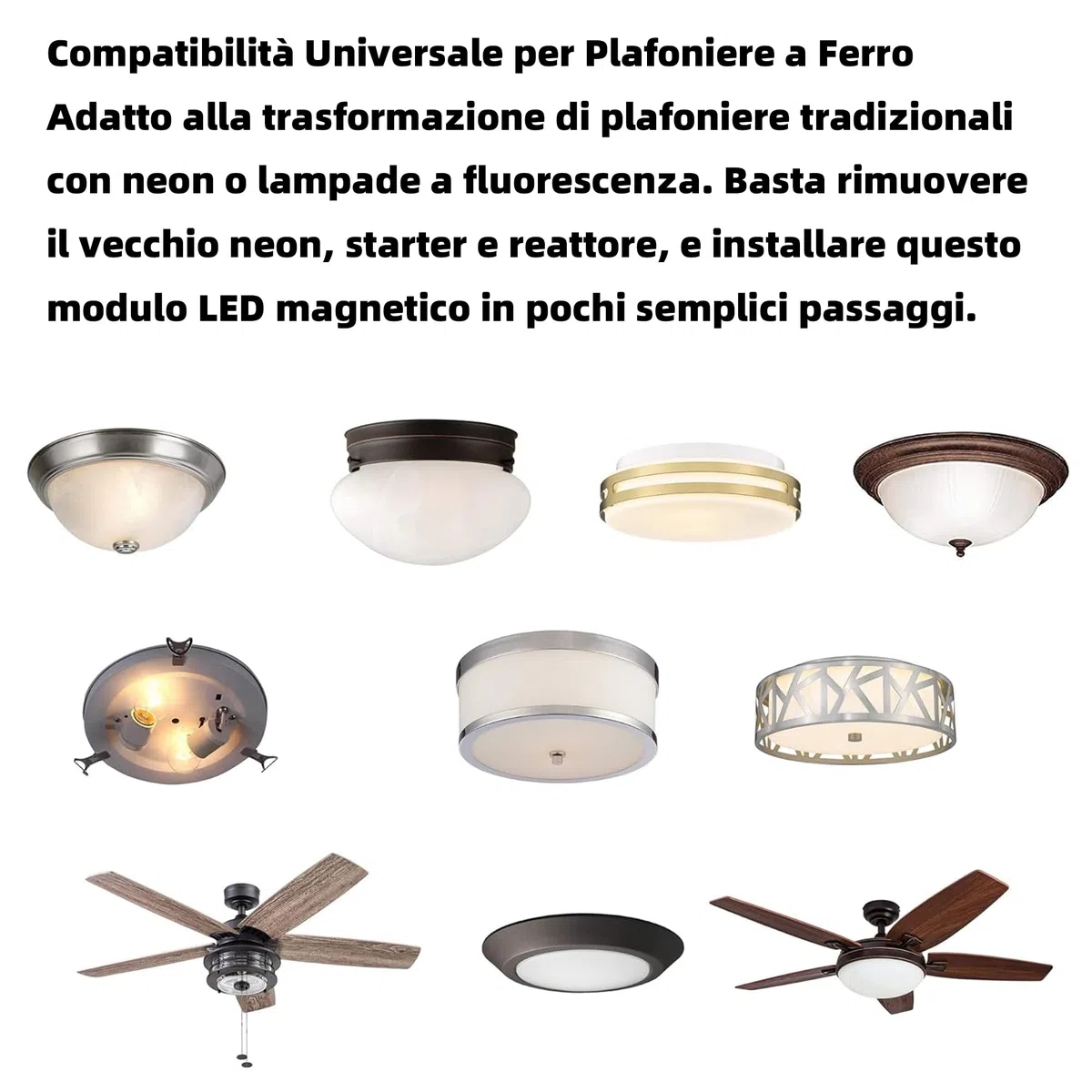 Voltix Modulo LED Circolare per Plafoniera, 220V, 54W 5400lm Ultra Slim con Calamita, Luce Bianca Naturale, Ricambio Tubo Neon LED, Facile da Installare (Bianca naturale / 4000K, 54W)