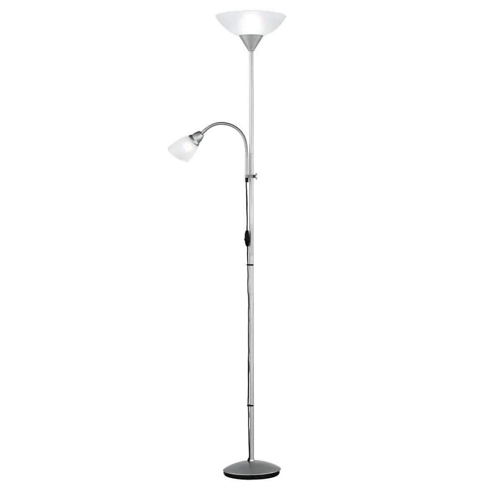 Reality Leuchten Reality R4393-87 Erzwo Piantana, 1xE27 150 W/1xE14 40 W LED, Metallo, Titanio/Bianco, 180 cm, 1 Unità (Confezione da 1)