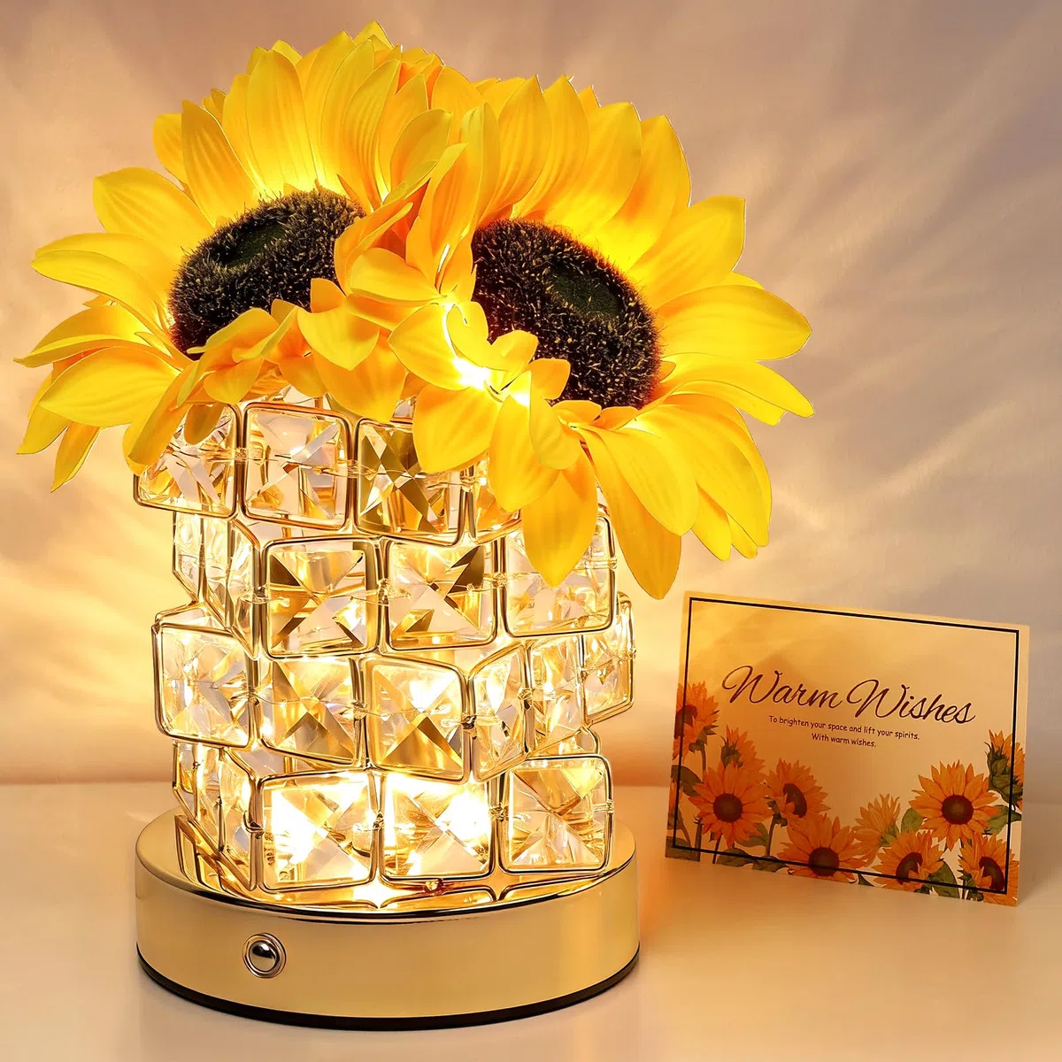 Idee Regalo Donna, Mamma, Amica, Fidanzata - Fiori Lampada Girasole Artificiale, Luce Notturna Ricaricabile, Regali per Compleanno, Festa Della Donna, Mamma, Soprammobili Moderni per Camera da Letto