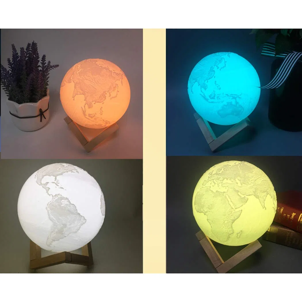 3D Lampada di Terra, Lampada Luna 3D, Romantico Lampada Luna LED, Lampada Planetaria, 12 cm 7 Colori Luce Notturna della Terra