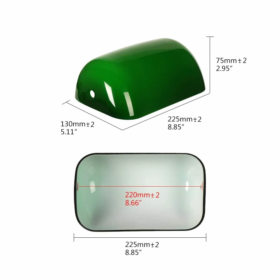 FIRVRE Verde Paralume Vetro Ricambio, Paralume per Lampada da Tavolo, Lampada da Terra, Lampada da Parete, Size 22,5cm x 13cm