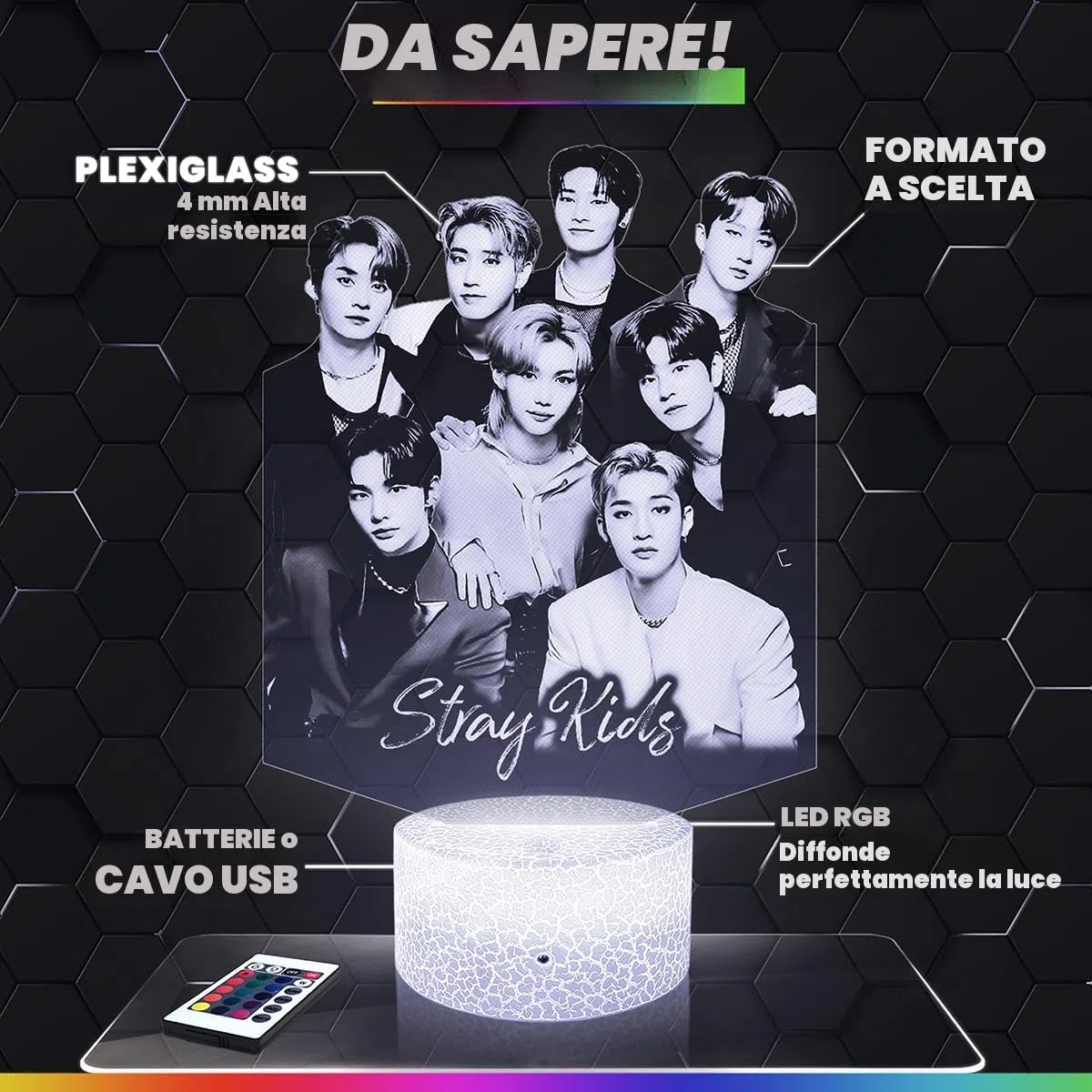 Lampephoto.fr - Lampada 3D Stray K, Deco Camera da Ragazza Lampada 3D Stray K oggetto K-Pop Corea Pop Coreana Idea Regalo Decorazione Luce Notturna Tattile, Deco Regalo Adolescente Originale TOP