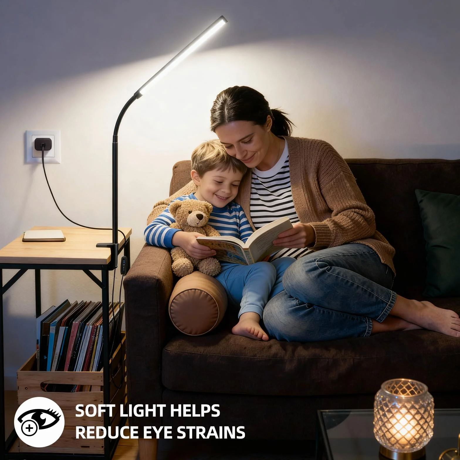 Akynite Lampada da Scrivania con Pinza e Cavo, Adattatore incluso, 3 Colore e 10 Intensità, Lampada da Lettura da Letto, Flessibile Lampada USB per PC, Luce Tavolo, Nera