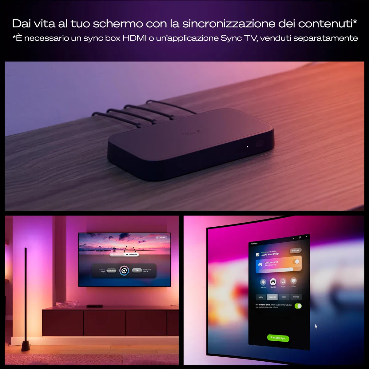 Philips Hue Play Lampada da Terra, LED RGBWWIC, 122 cm, Lampada Soggiorno Moderna, Illuminazione Camera da Letto, Alexa, Google Home, Apple Home, TV Sync, Hue Bridge e Sync Box (Venduti Separatamente)
