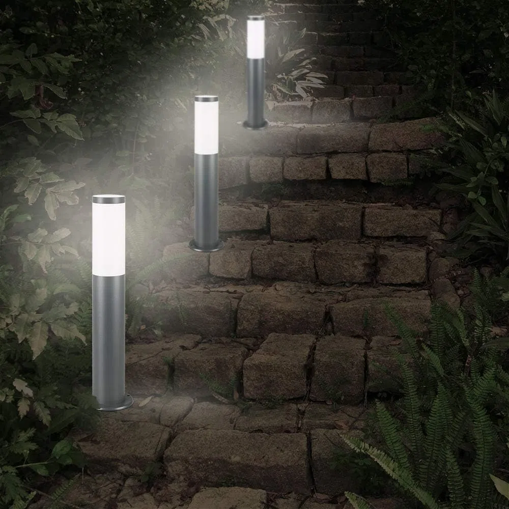 Planetitaly TOKYO Lampione LED attacco E27 acciaio inox palo impermeabile esterni luce giardino viale sentiero cortile 230V (500mm nero)