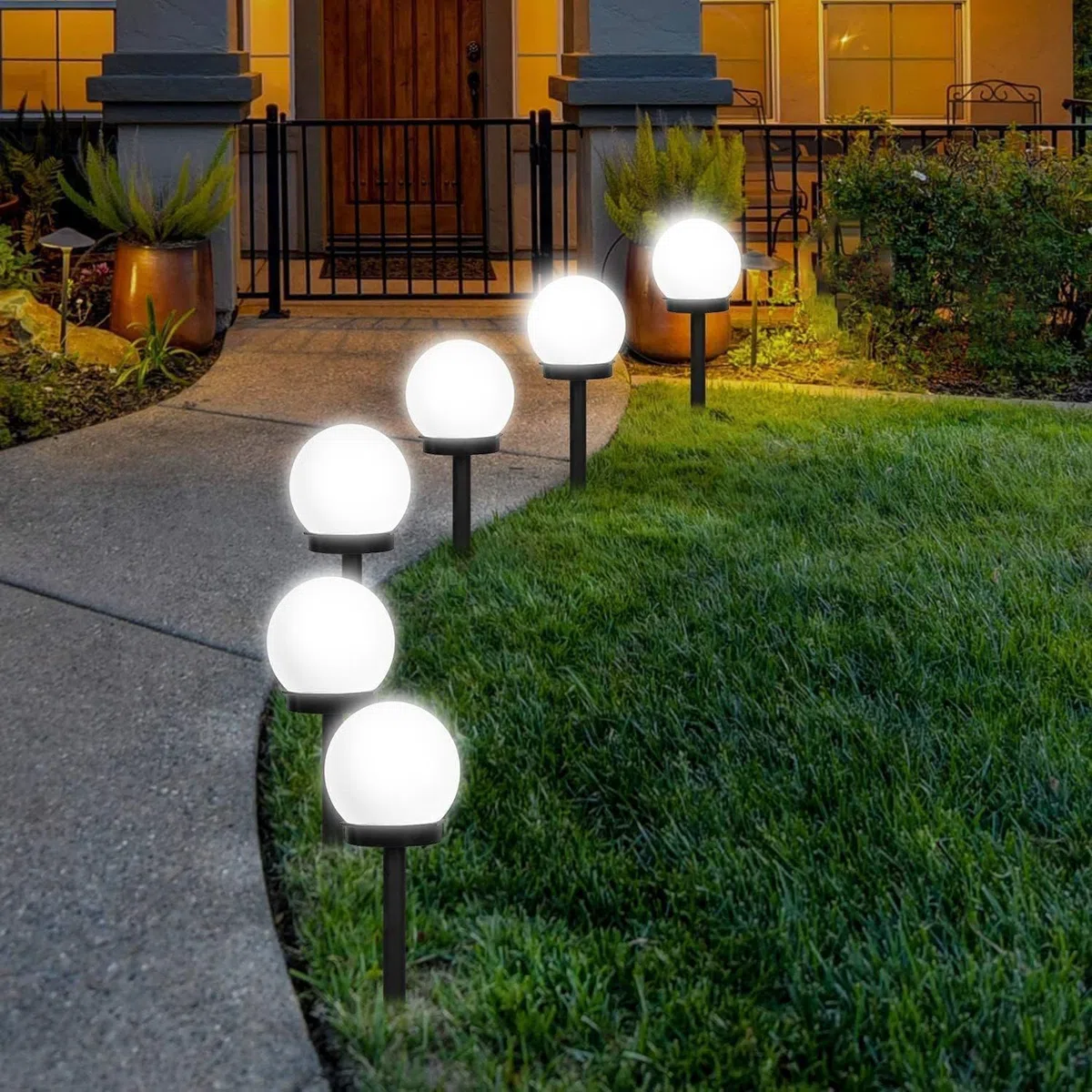 Shengruili 6 lampade solari per esterni, a sfera solare, giardino e impermeabili