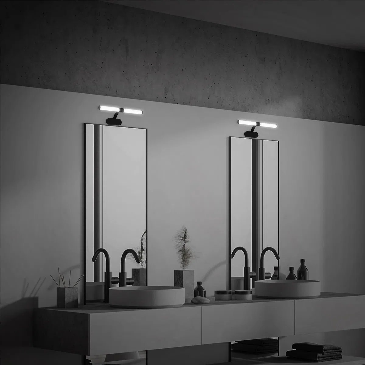 BRILONER Lampada LED a Specchio per Bagno, Lampada a Specchio 2 In 1, Lampada da Mobile, Lampada da Parete, Ip44, Colore Luce Bianca Neutra, 6W, Nero, 40 cm