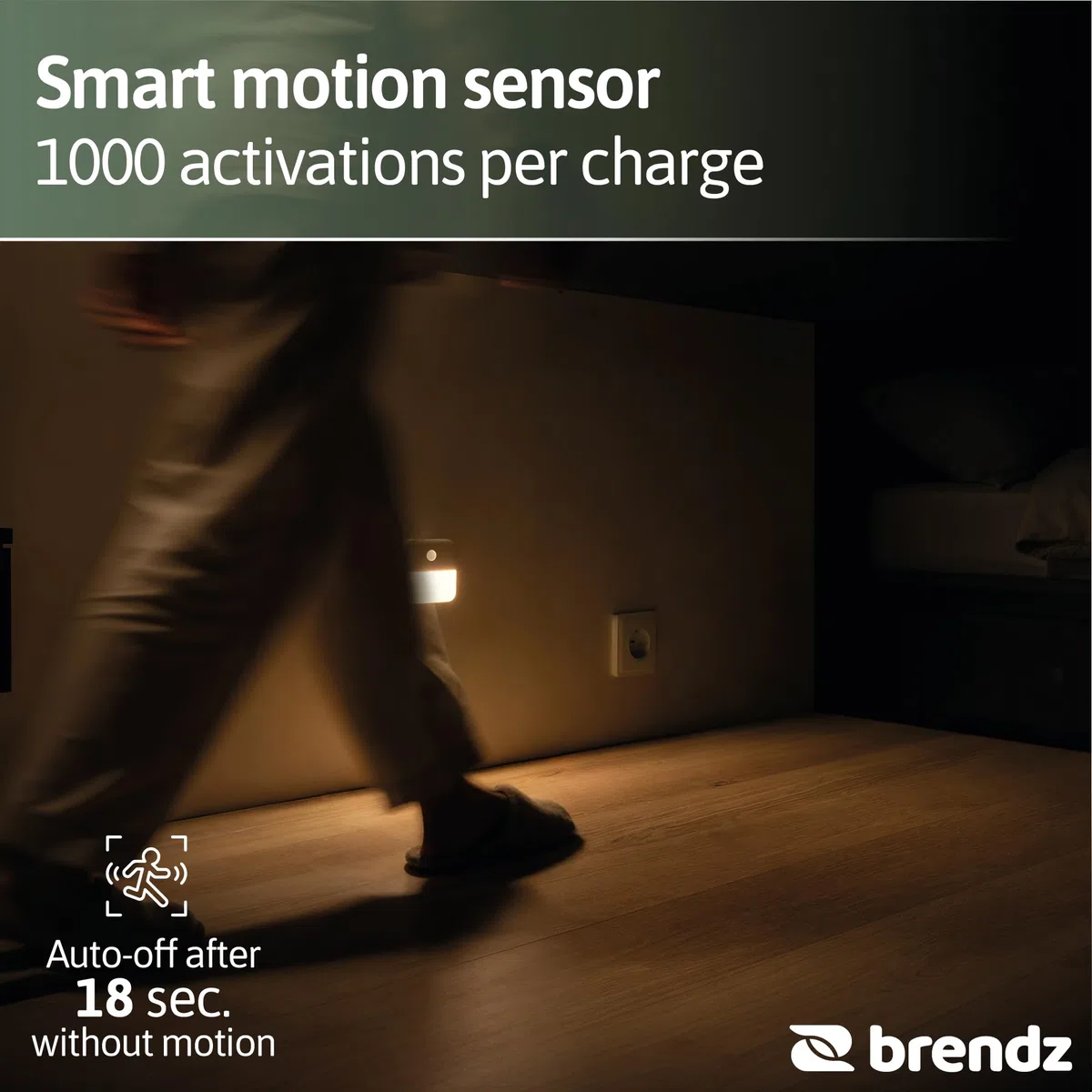 Brendz Luce LED per Scale con Sensore di Movimento, Ricaricabile USB-C, Magnetica, Bianco Caldo 3000K, Luce Armadio Senza Fili, Luce Notturna, Illuminazione Scale, Inuk, Confezione da 4
