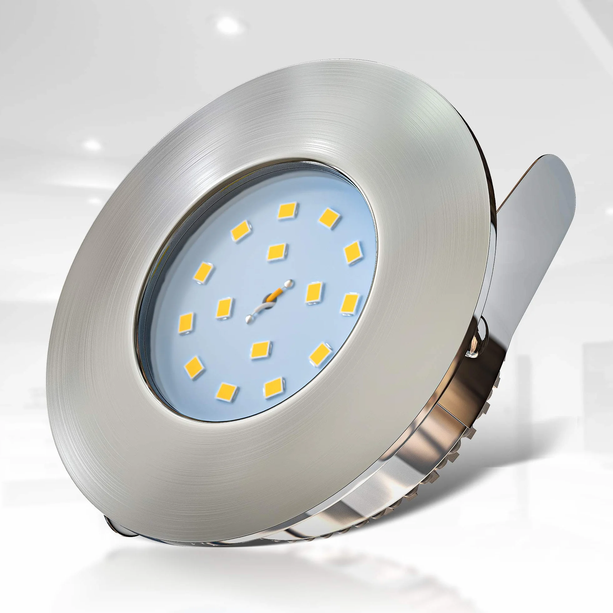 B.K.Licht Faretti LED ad incasso, 5W, diametro foro 60mm, faretti per bagno ultrasottili da soffitto, luce calda, plastica color nickel opaco, set da 3, 230V, IP44