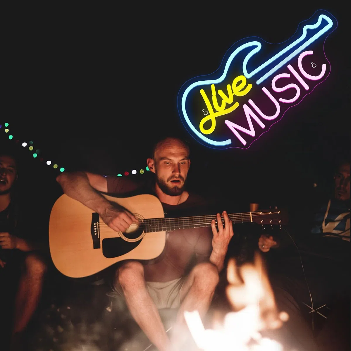 Segno al Neon LED Chitarra Live per Parete USB Alimentazione Regolabile Bar Musicale