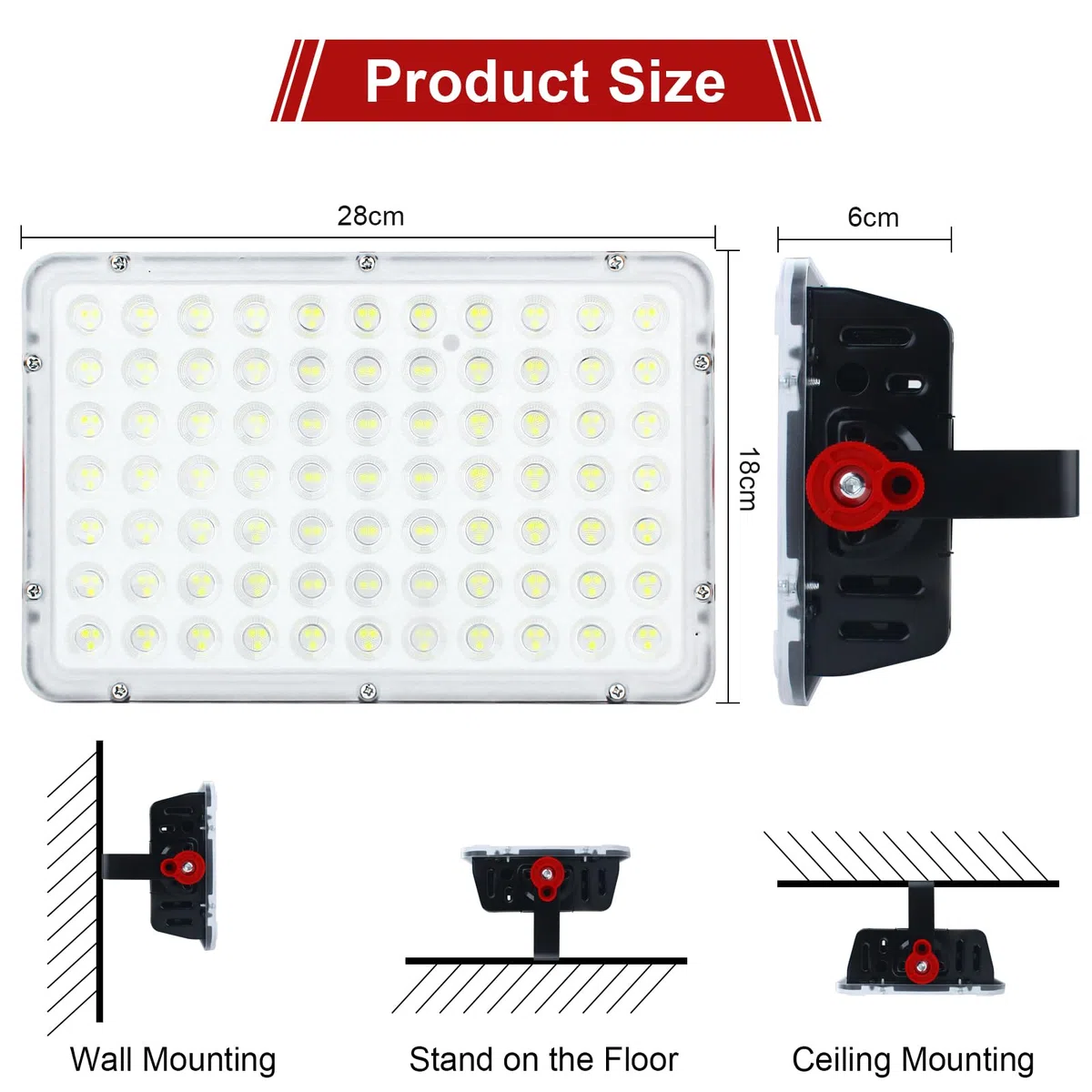 CREATESTAR Faretto Led da Esterno 20000LM, 200W Faretti Led Esterni 6500K luce bianca fredda, IP66 Impermeabile Faro Esterno per magazzino, giardino, garage, campo sportivo, cortile, parcheggio