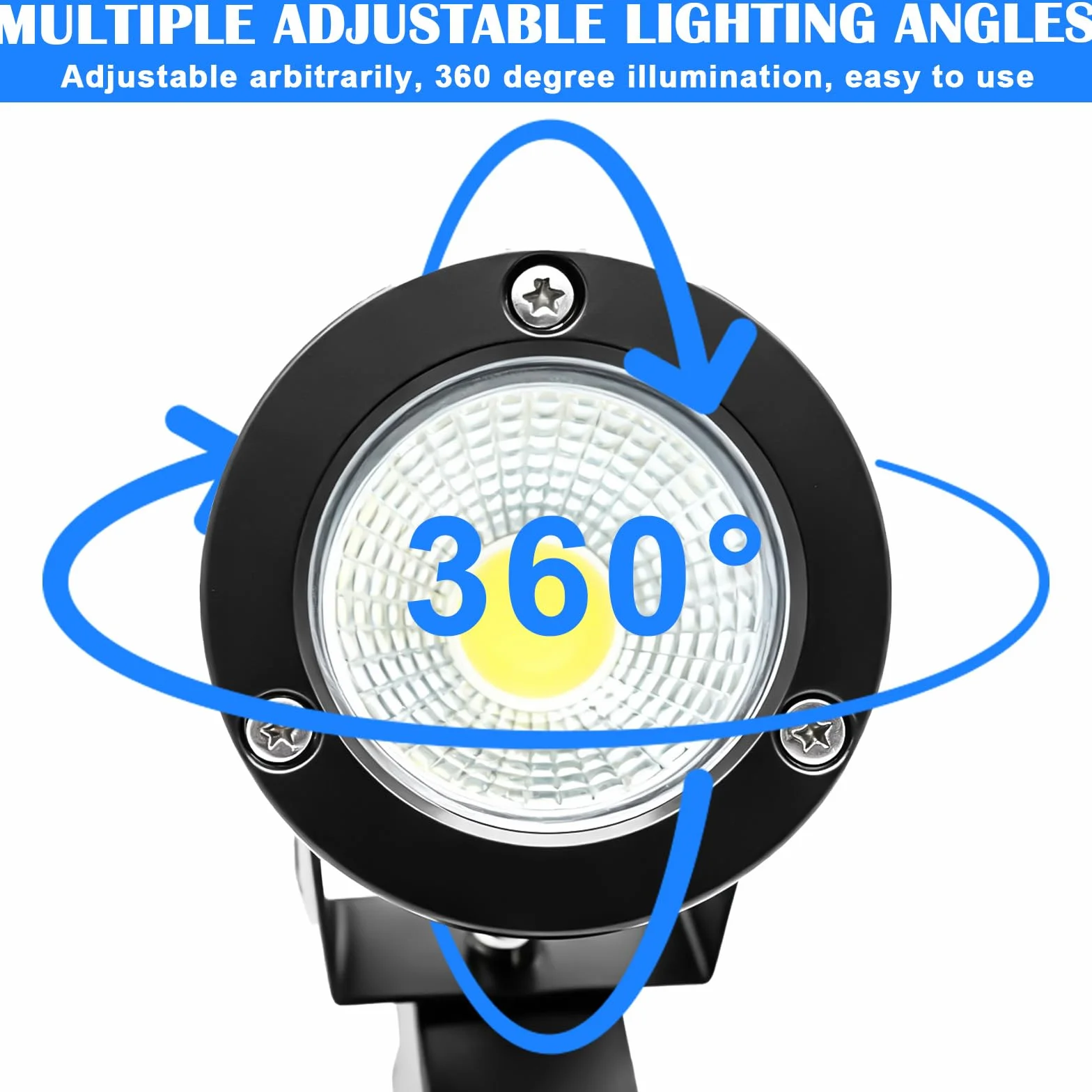 GBKDQQ 2 faretti LED a morsetto con spina e interruttore, IP65, 10 W, impermeabili, per interni ed esterni, con morsetto a LED da 1,5 m, per esterni, cortile/prato (bianco freddo)