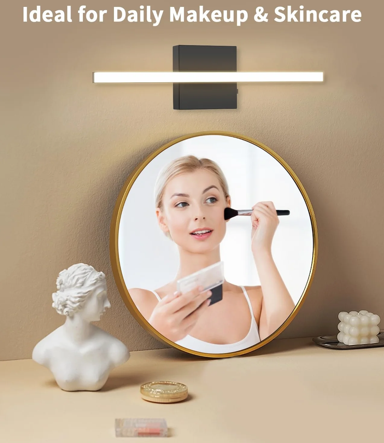 Lampada da Specchio Bagno 40CM, LED 3000-6000K con Interruttore Temperatura, Applique Moderna con Schermo Acrilico, Risparmio Energetico e Durevole, Design Moderno per un’Atmosfera Accogliente