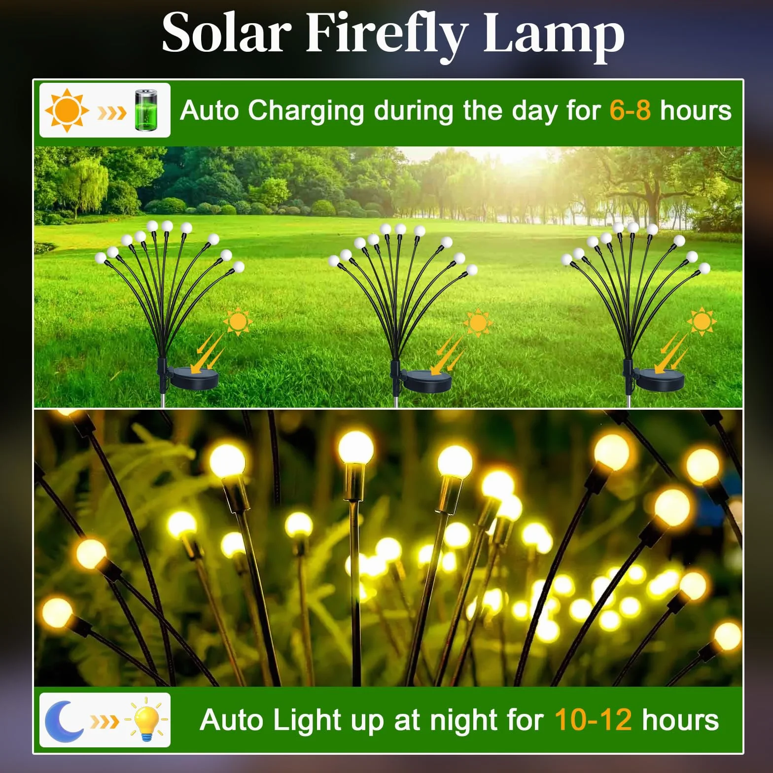 4 Pezzi Luci Solari Giardino Esterno, 10 LED Lucciole Luci Solari da Giardino, IP65 Impermeabile, Lampade Solare Lucciole Decorazione per Terrazza Percorso Prato Balcone Paesag(Bianco Caldo)