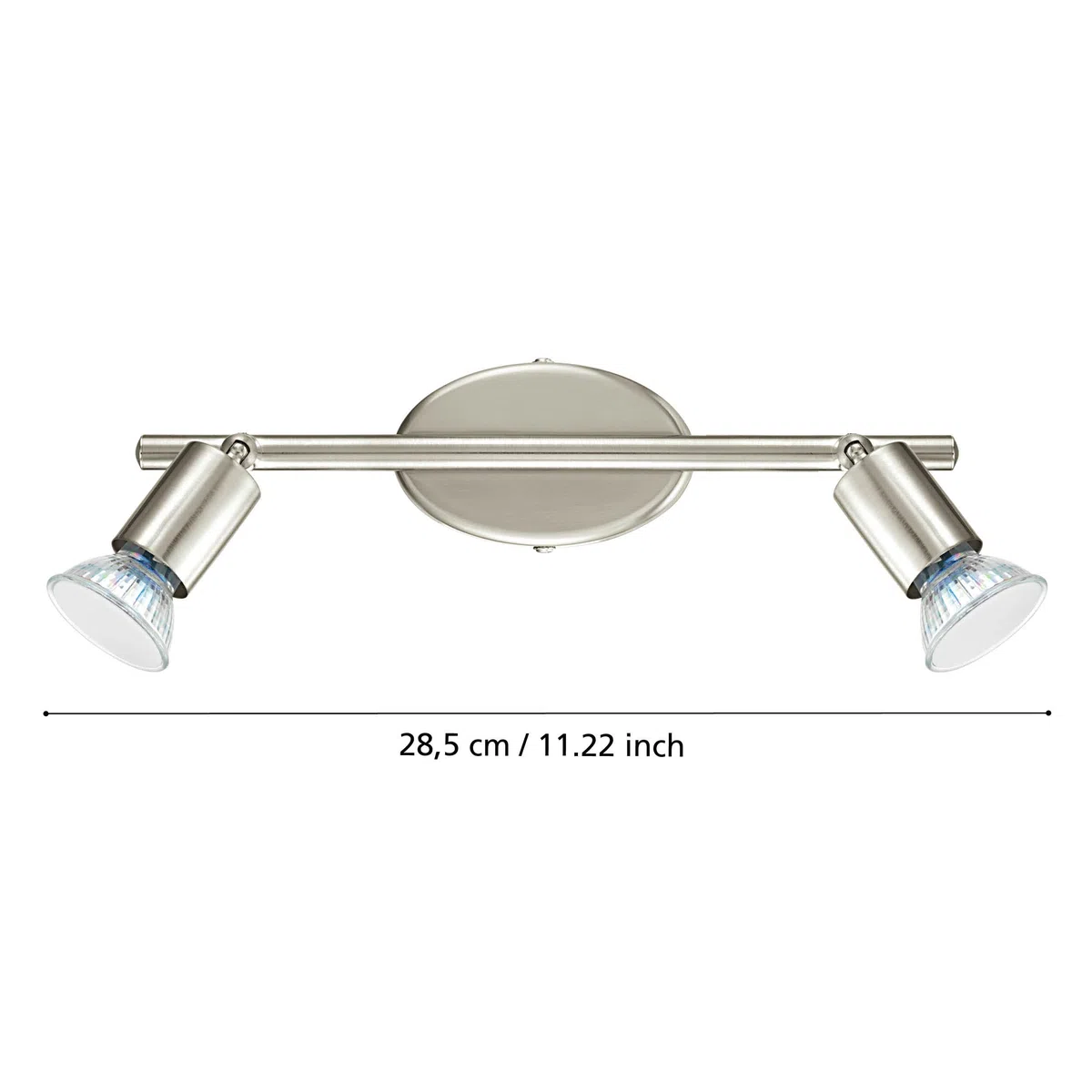 Eglo LED Lampada da soffitto Buzz-LED, lampada a 2 luci, faretti da soffitto in metallo nichel opaco, lampada per soggiorno, lampada da cucina, spot con lampadine GU10, luce calda, L 28,5 cm