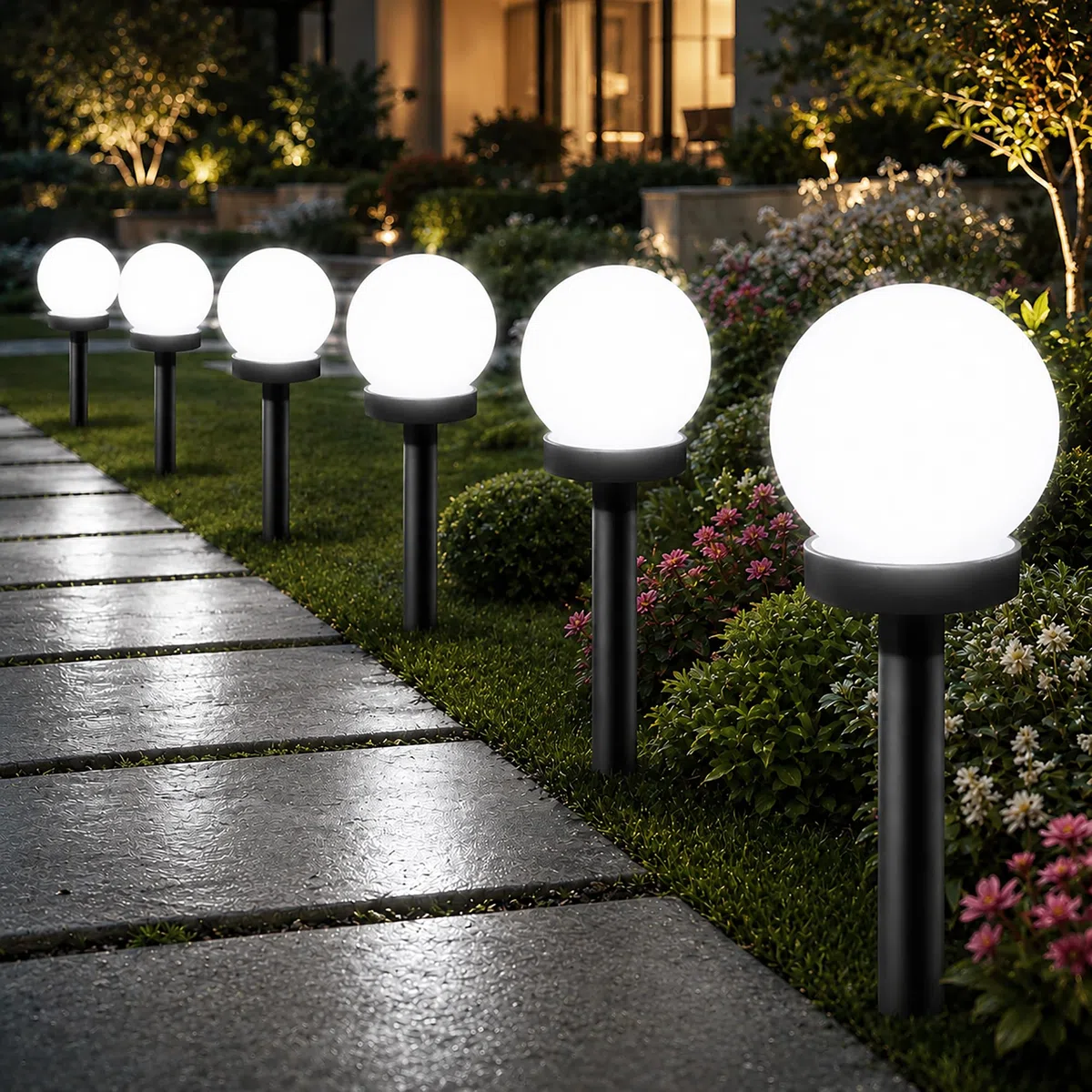 Shengruili 6 lampade solari per esterni, a sfera solare, giardino e impermeabili