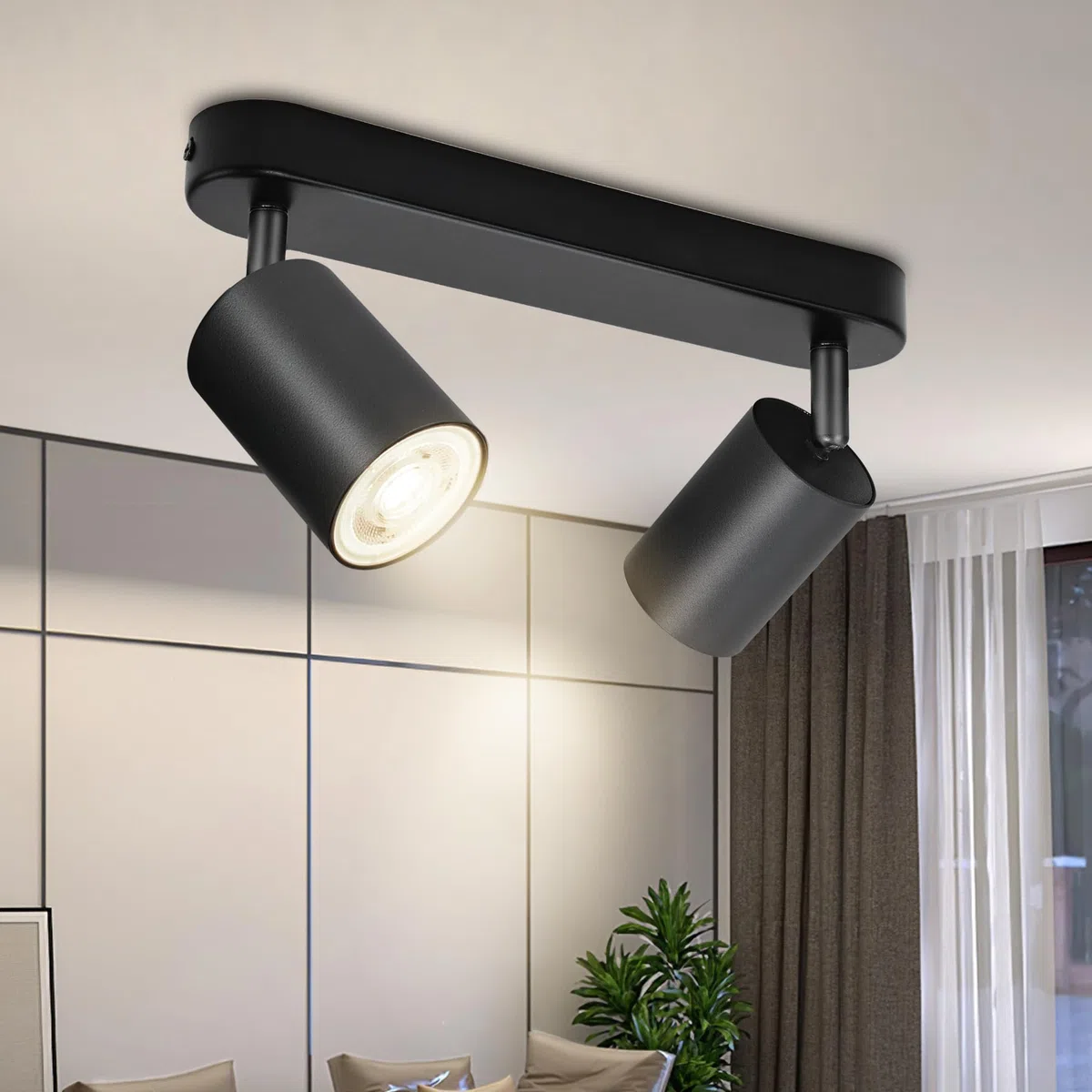 Faretti da Soffitto Orientabili, GU10 Faretti LED da Soffitto Nero, Lampada Soffitto 2 Luci Moderni, Faretto da Parete Interno in Alluminio per Cucina, Camera, Barra, Lampadina Non Inclusa