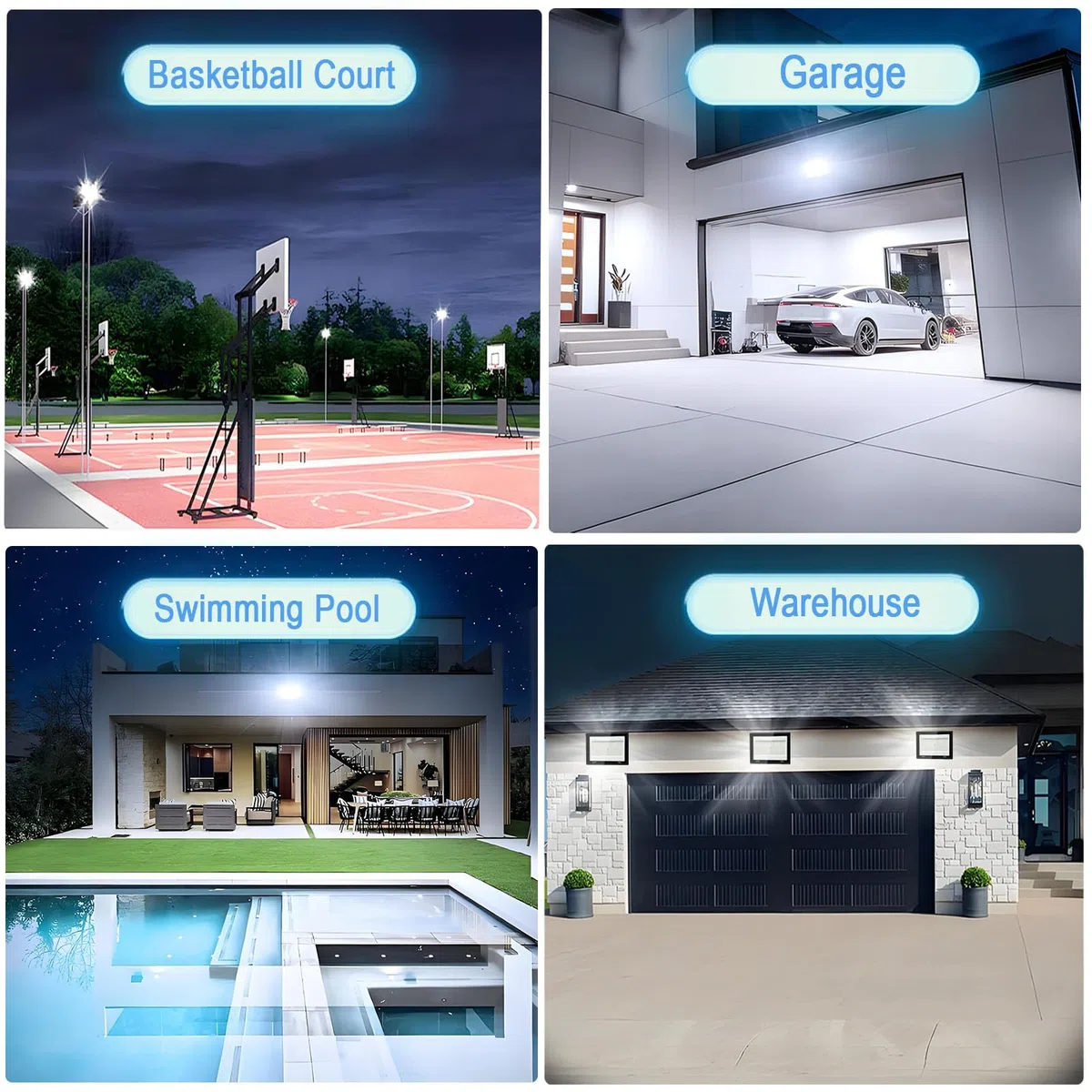 Faro LED Esterno 100W, 1M Cavo Bianco Freddo 6500K, IP66 Impermeabile Farettdao led esterno, 10000LM Faretti LED Esterno, per Giardini, Terrazze, Cortili, Piazza, Parchi, Garage, Fabbriche