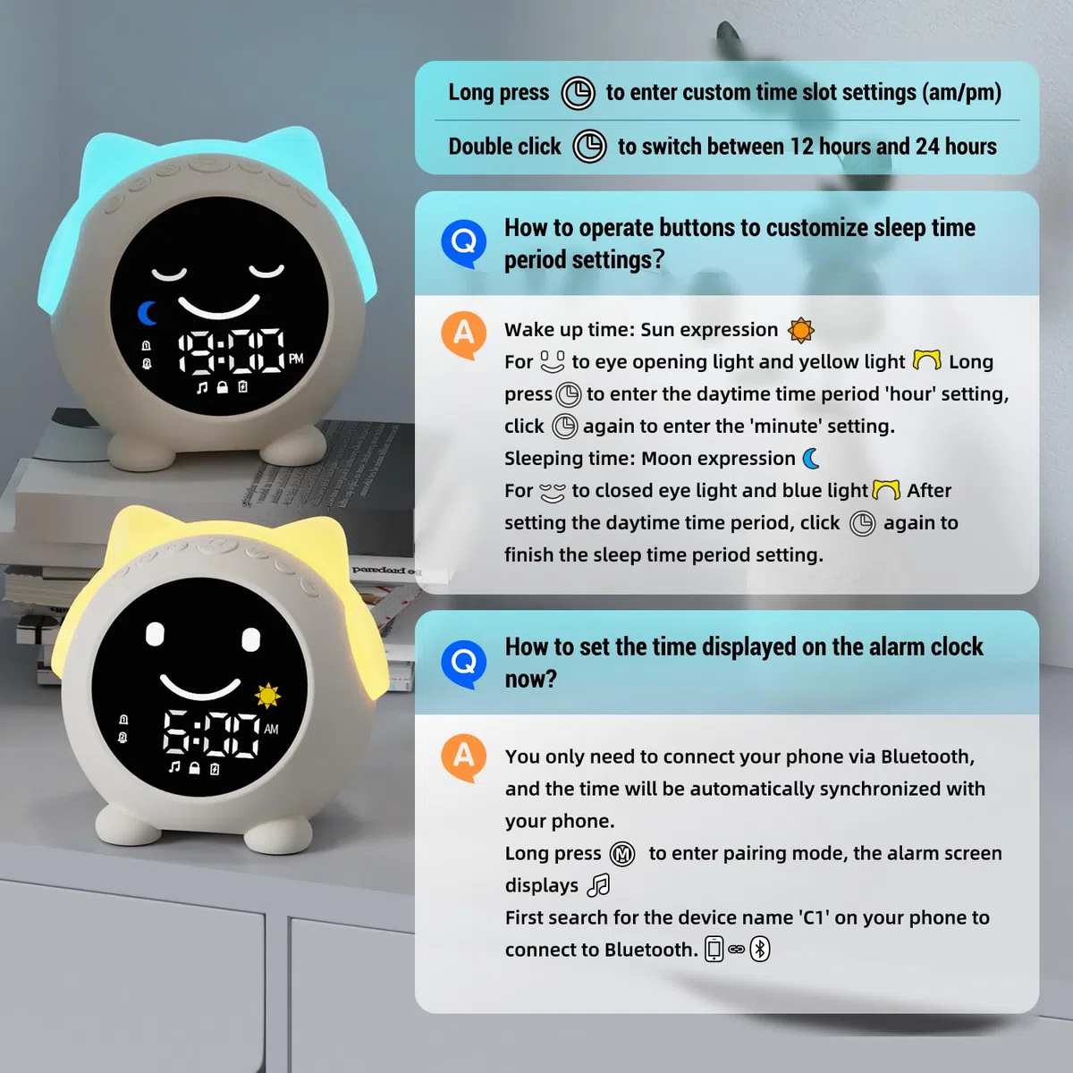 Sveglia per bambini, orologio OK to Wake con luce notturna. Timer Nap Timer, sveglia per bambini, allenamento per il sonno dei bambini, decorazione per la cameretta, idea regalo per