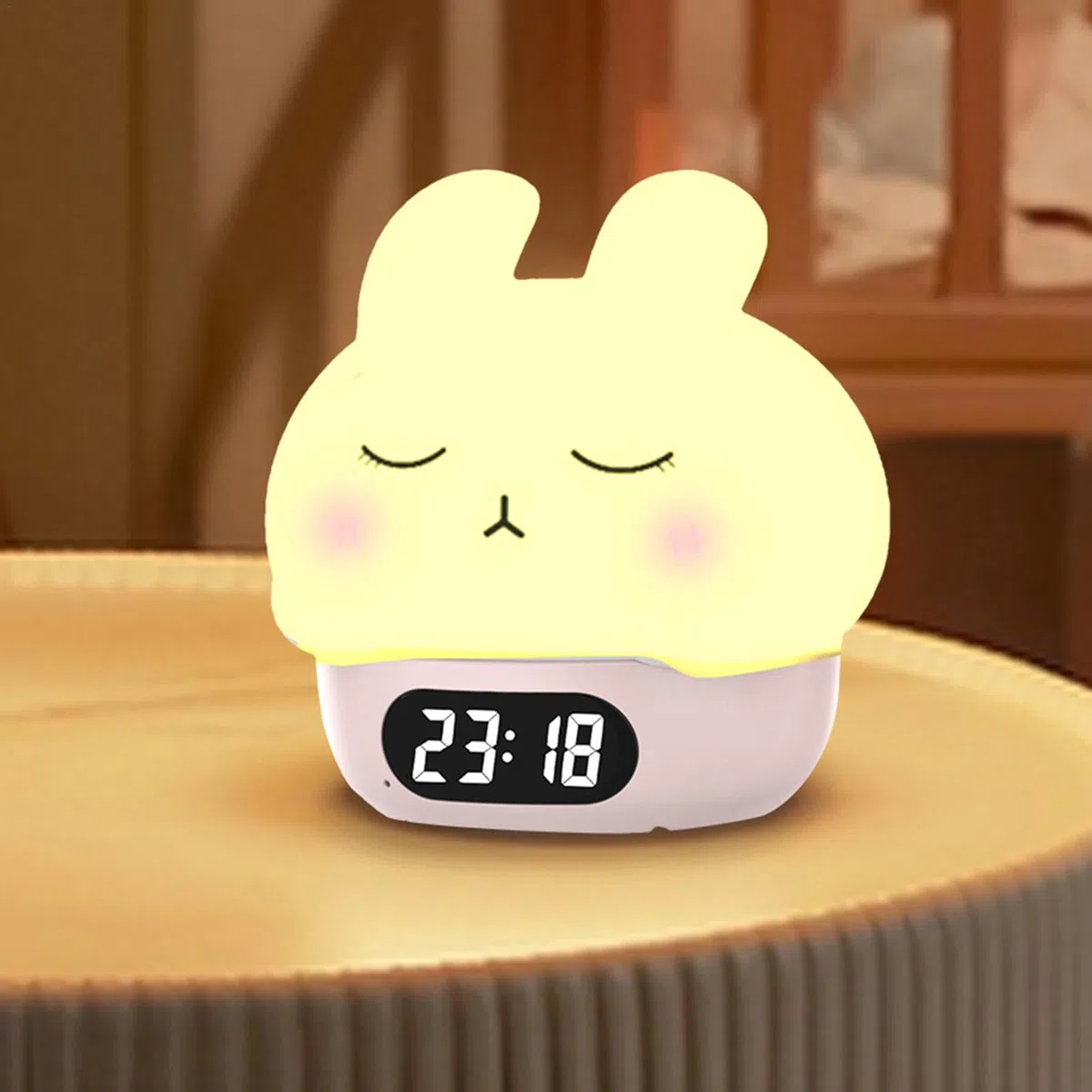 Generisch Orologio da coniglio, sveglia a forma di coniglio, divertente sveglia a forma di coniglio, luce in silicone, sveglia digitale a coniglio, divertente sveglia per camera da letto, vita dei