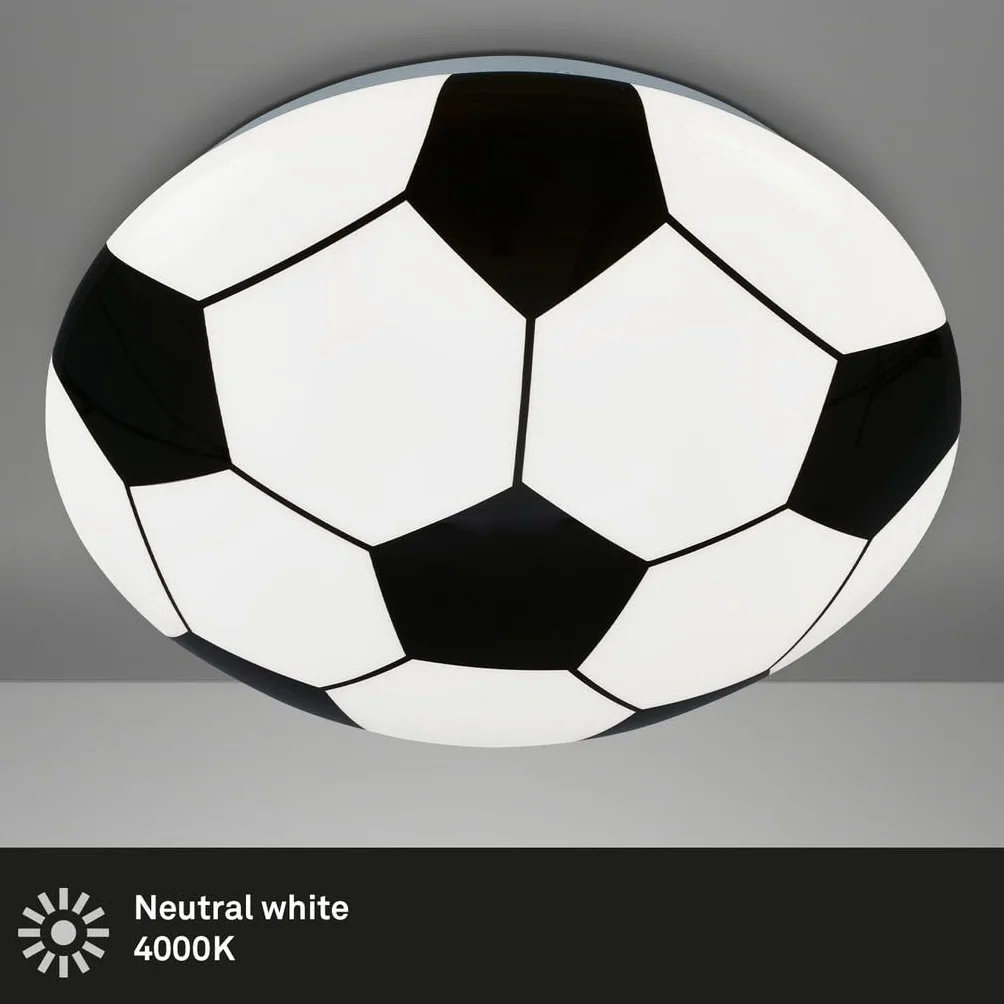 BRILONER - Lampada da soffitto a LED da calcio, lampada da calcio, lampada da camera per bambini, lampada da soffitto da camera per bambini, vetro, 12 watt, 275x65 mm