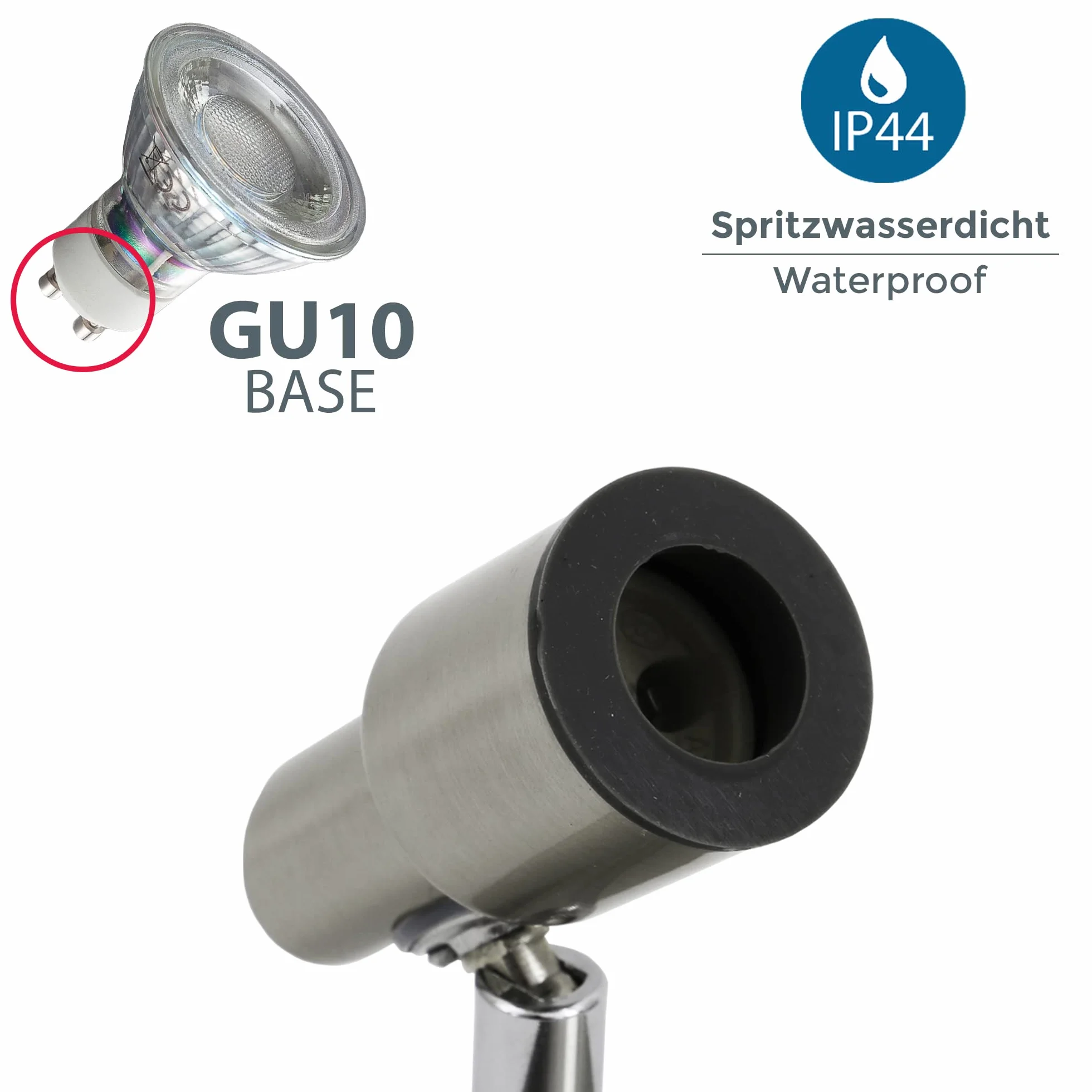 B.K.Licht Faretti LED orientabili, Lampadario bagno resistente agli schizzi d'acqua IP44, include 2 lampadine GU10 5W 400Lm, Plafoniera da soffitto metallo color nickel opaco, luce calda 3000K, 230V
