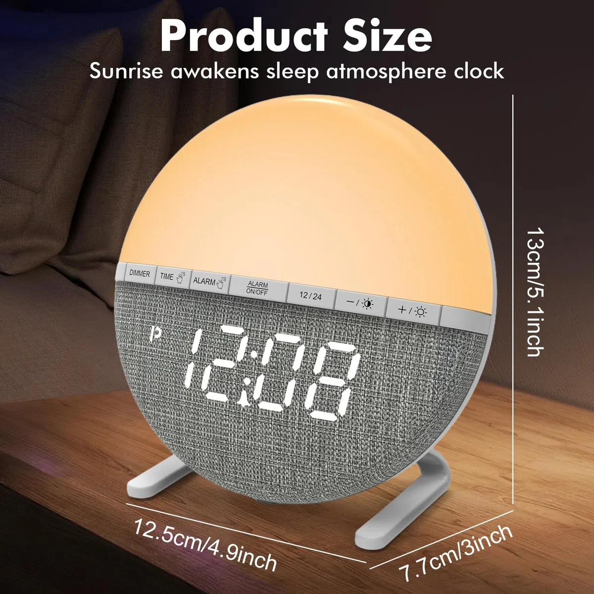 GOMETY Sveglia digitale con sorgente del sole, sveglia digitale con snooze, 7 suonerie, 9 colori, luce notturna, sveglia Sunrise, per camera da letto, bambini e adulti, bianco caldo