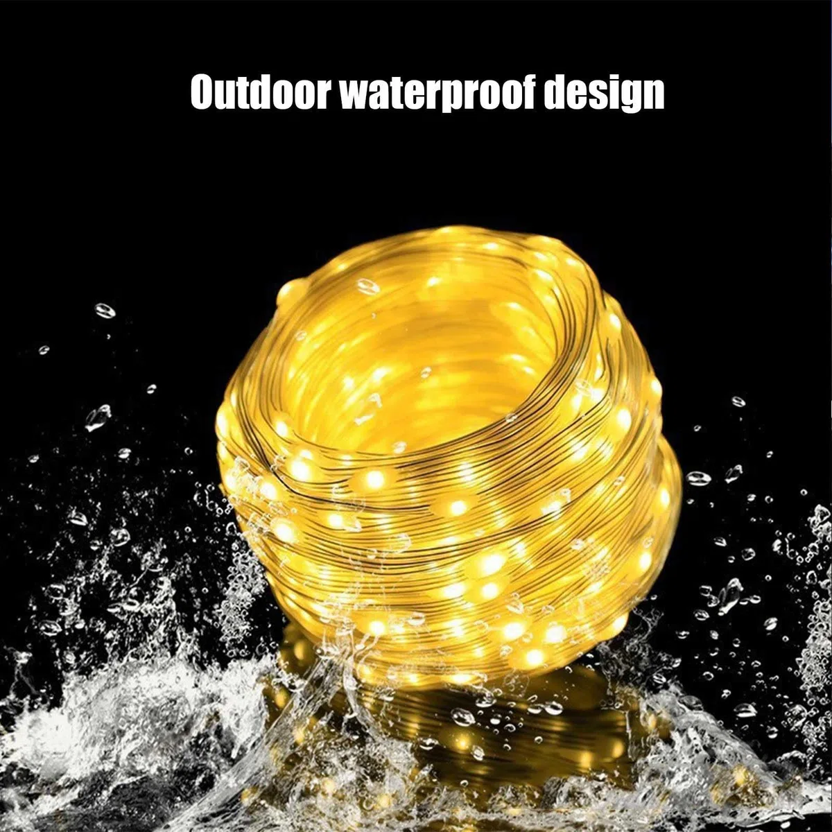 Outdoo - Ombrello a energia solare a LED con ricarica USB, con telecomando e clip, 8 modalità di illuminazione, per campeggio, giardino, decorazione per feste
