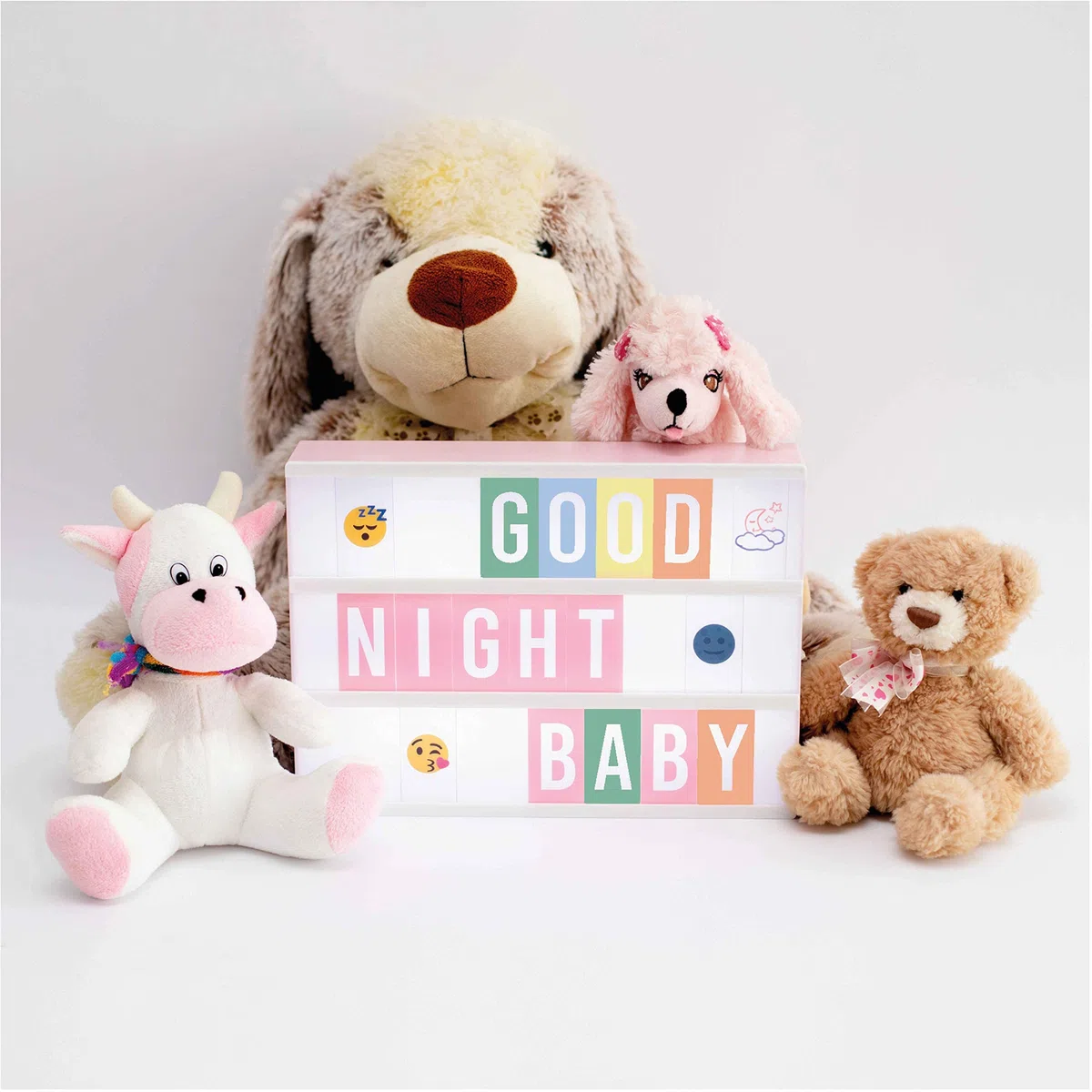BONNYCO Light Box Rosa con 400 Lettere ed Emoji, 2 Pennarelli. Lavagna Luminosa con Lettere, Idee Regalo Bambina, Ragazza e Donna per Compleanno Natale. Scatola Scritte Luminose, Decorazioni Camera