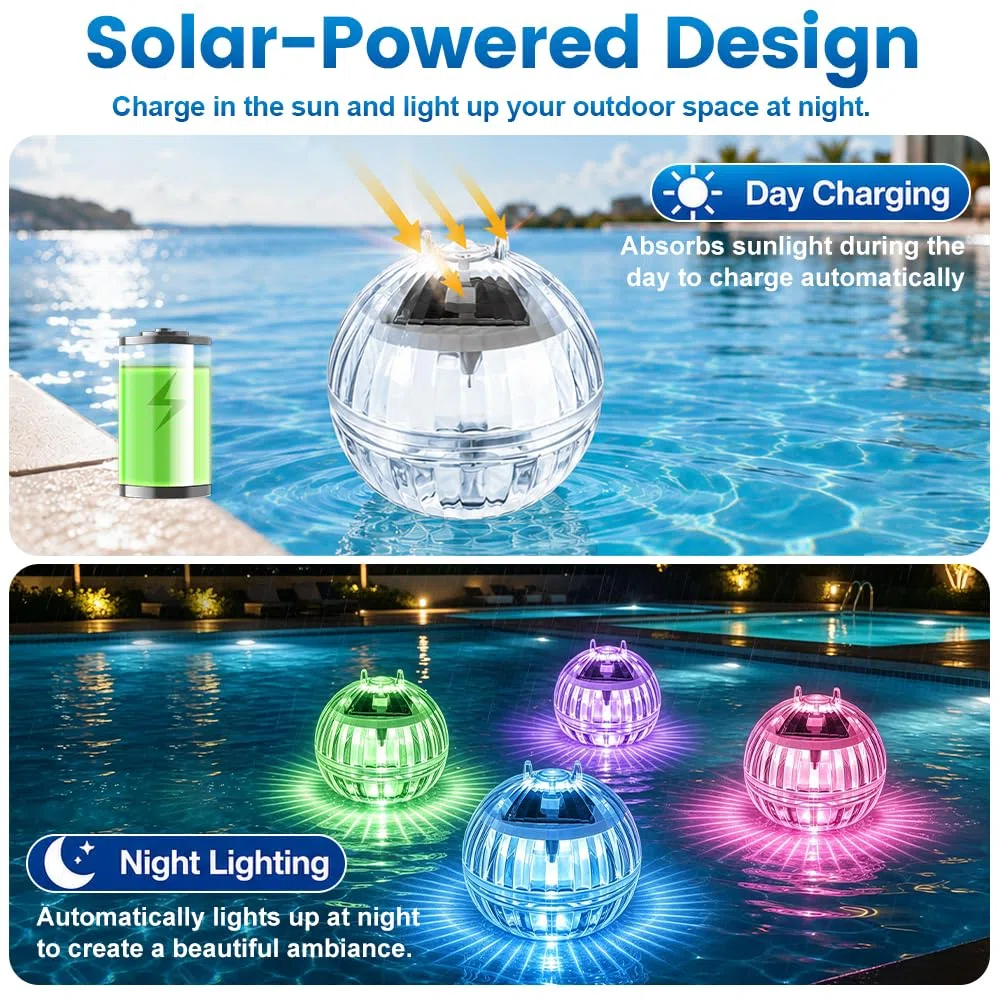 4 Pezzi Lampade Piscina Solari, Lampada Piscina Galleggiante Solare, Luce Solare per Piscina Galleggiante, Accessori per Illuminazione per Piscine, Stagni, Fontane e Fiori da Giardino