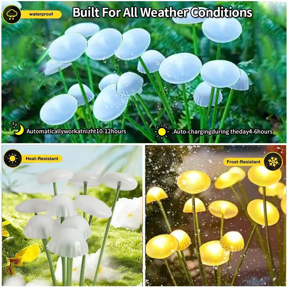 4 pacchetto 10LED all'aperto solare terra inserito caldo luce meduse lampade, impermeabile cortile atmosfera luce decorativa, 2 modalità di luci paesaggistiche.