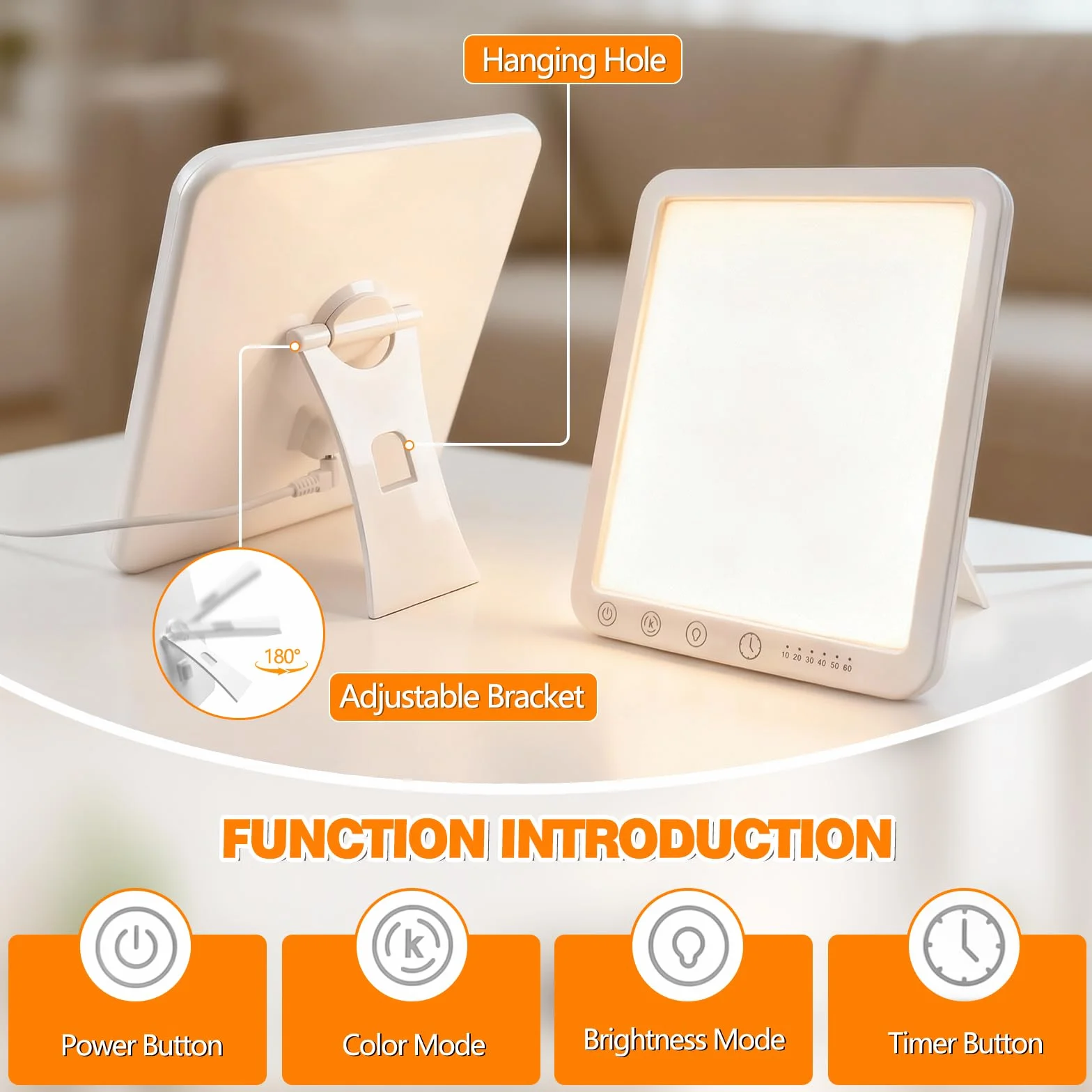 Caldarax Lampada per Terapia della Luce 15000 Lux, Lampada a Luce Diurna senza Sfarfallio/UV, 3 Temperature di Colore, 5 Livelli di Luminosità, 6 Timer, Controllo Touch, Funzione Memoria